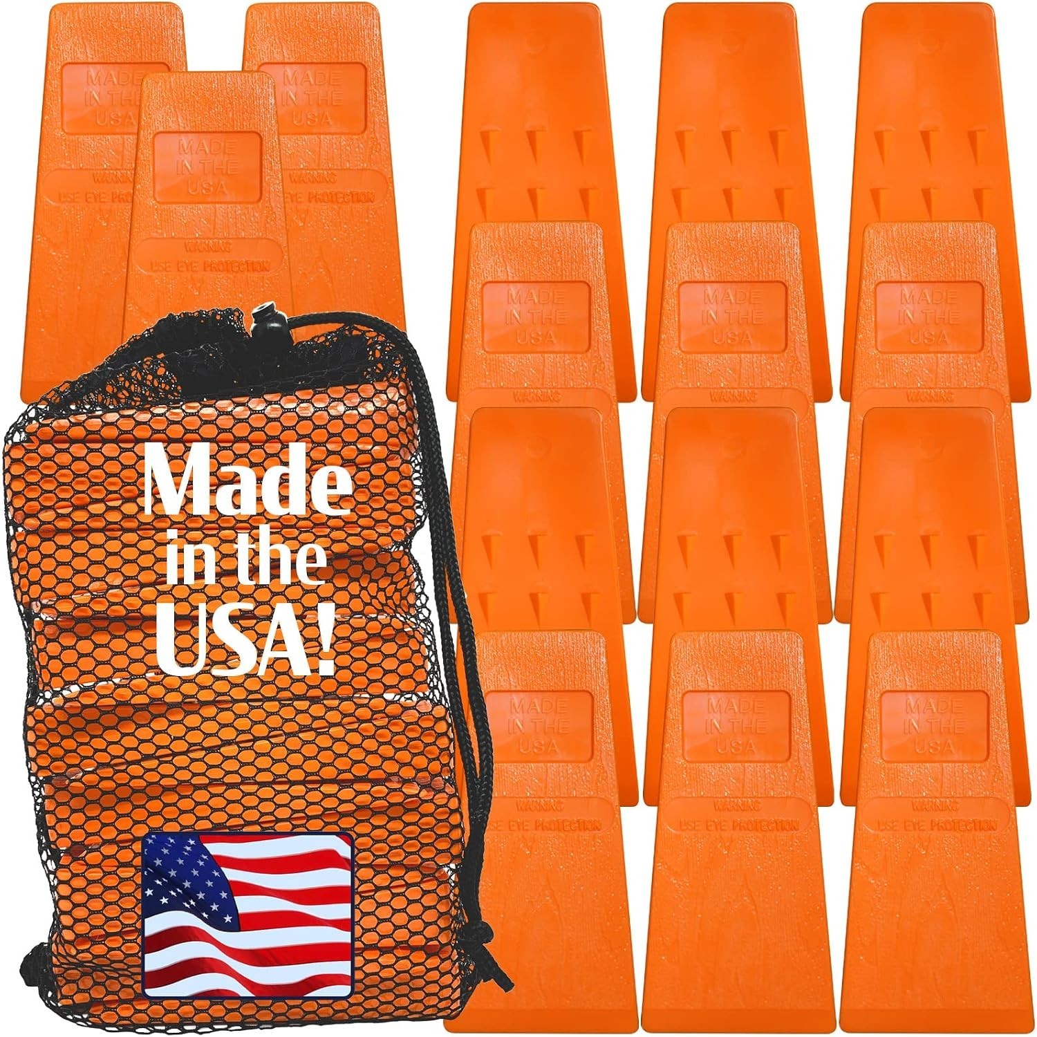 Made in The ! – 5.5″ Orange Spiked Tree Wedges for Tree Cutting Falling, Buck…