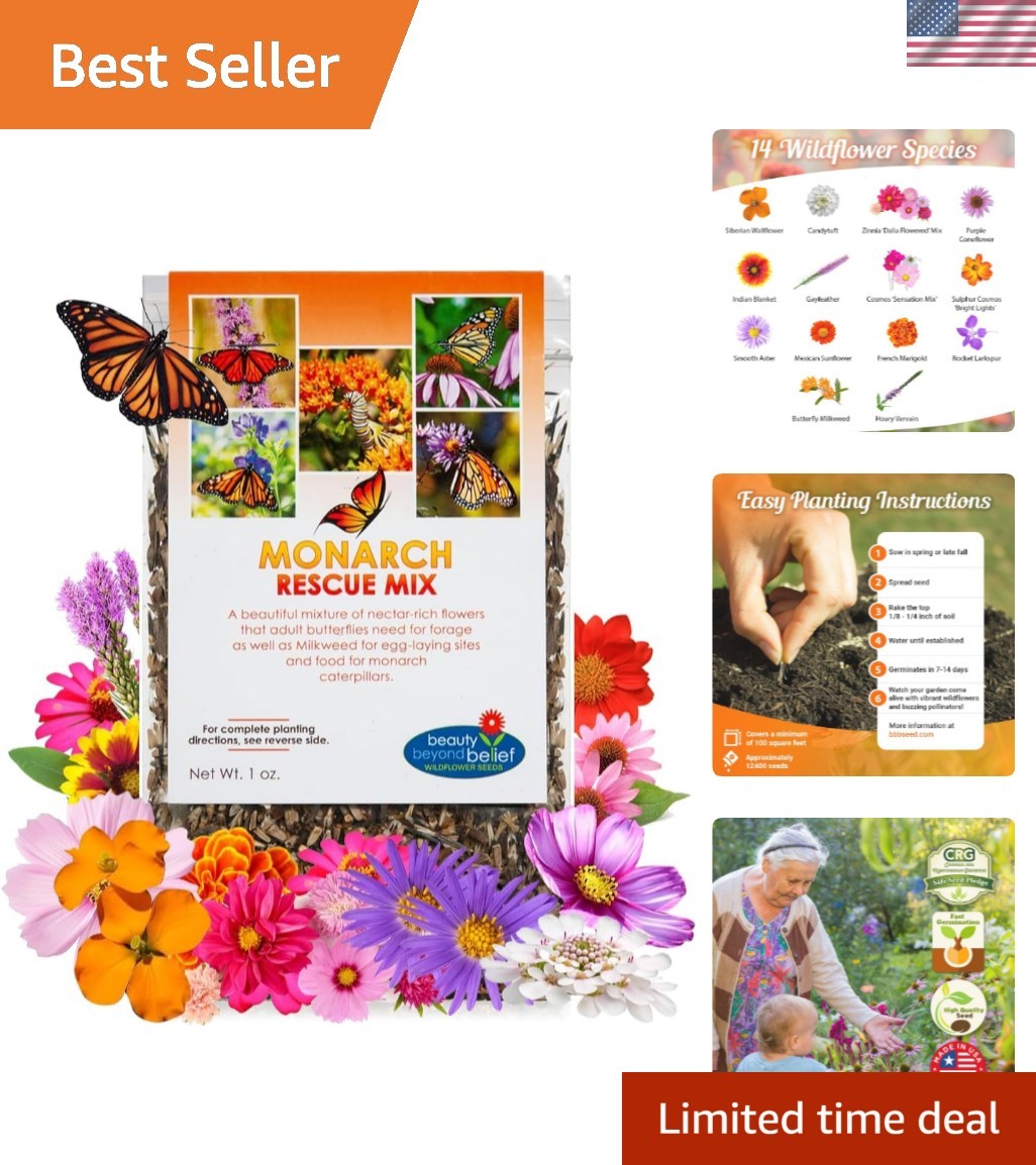 1oz Monarch Butterfly Wildflower Seed Packet – Attract Pollinators with Ease