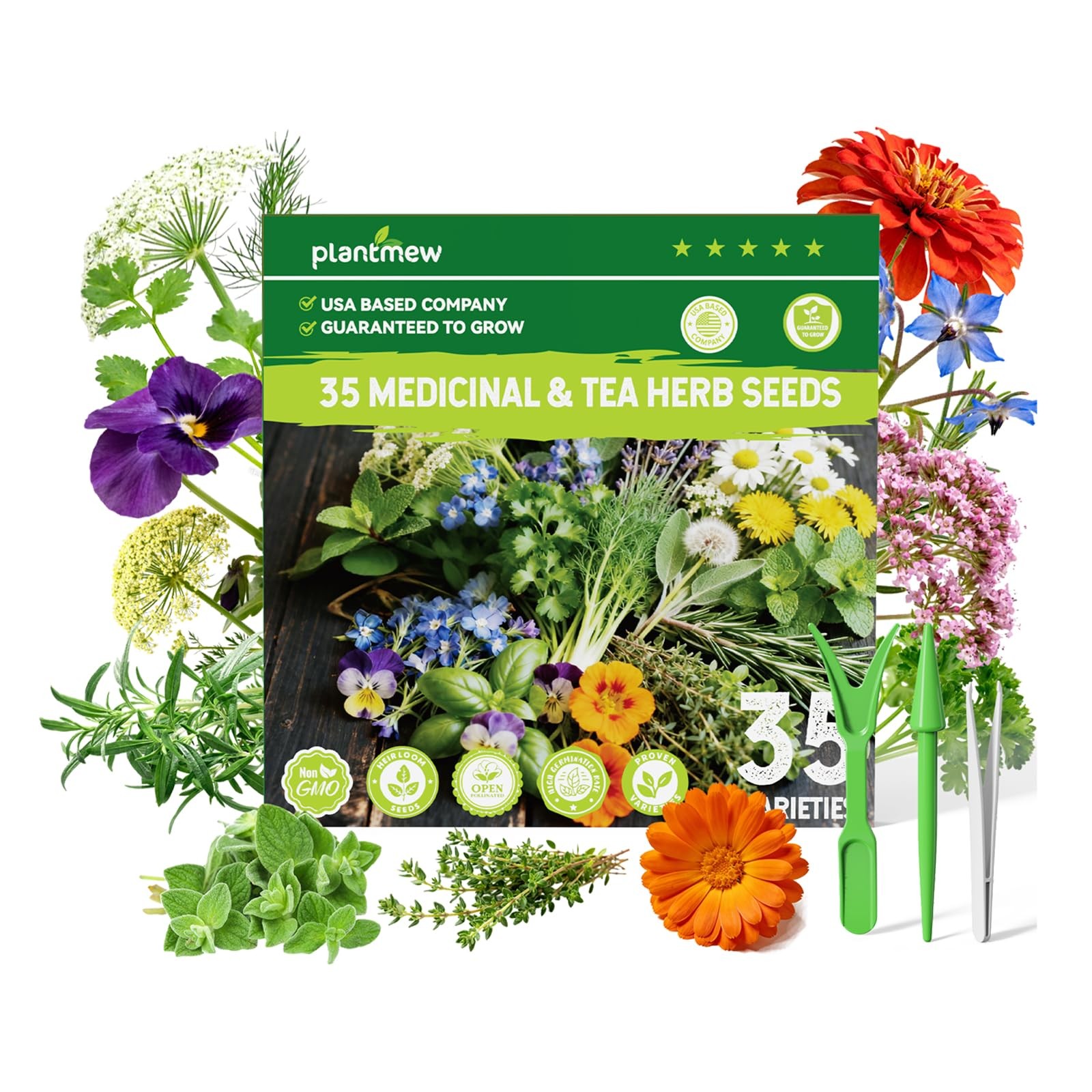 Medicinal & Tea Herb Seeds for Planting – 35 Non-GMO Variety Pack for Indoor/…