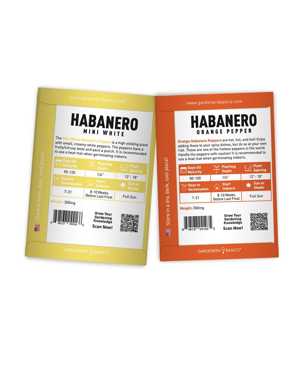 Habanero Pepper Seeds 5 Varieties Hot Orange Red Yellow Chocolate White Heirloom