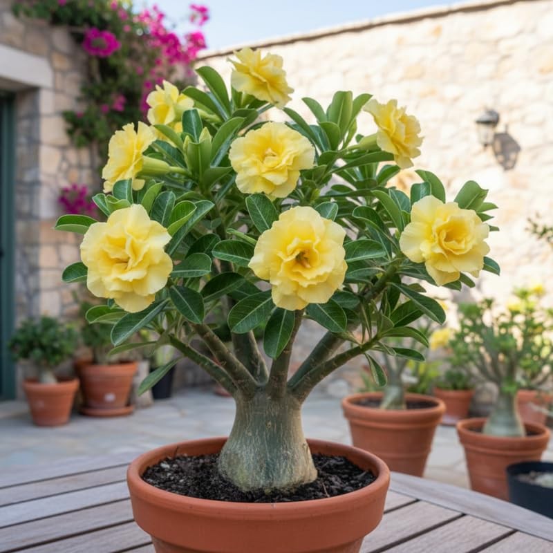 2 Pink Desert Rose Live Plants 3-6 Inch Tall, Adenium Tropical Succulent