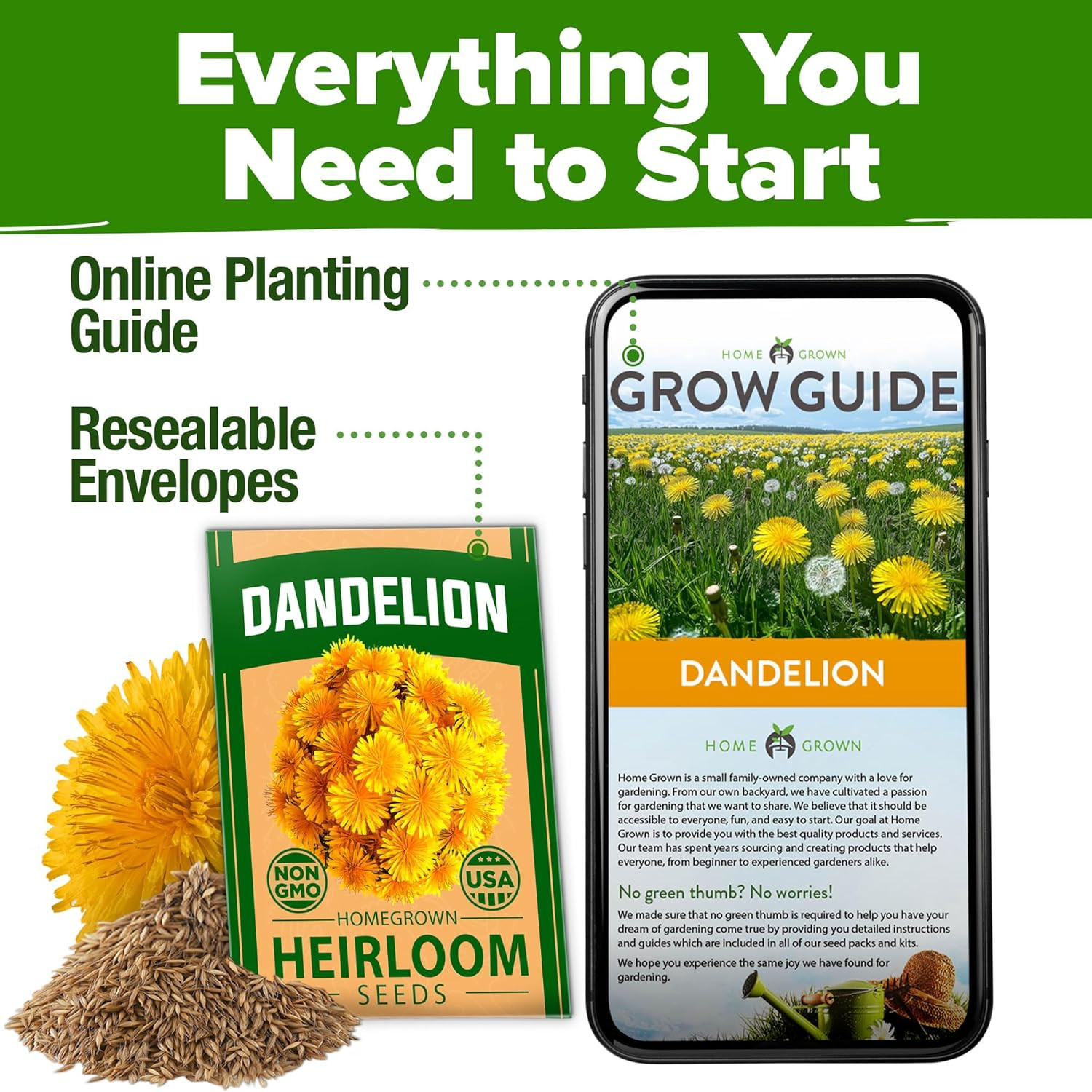 Dandelion Seeds for Planting 600 Heirloom Medicinal Herb Seeds (~0.3G) Non GMO G