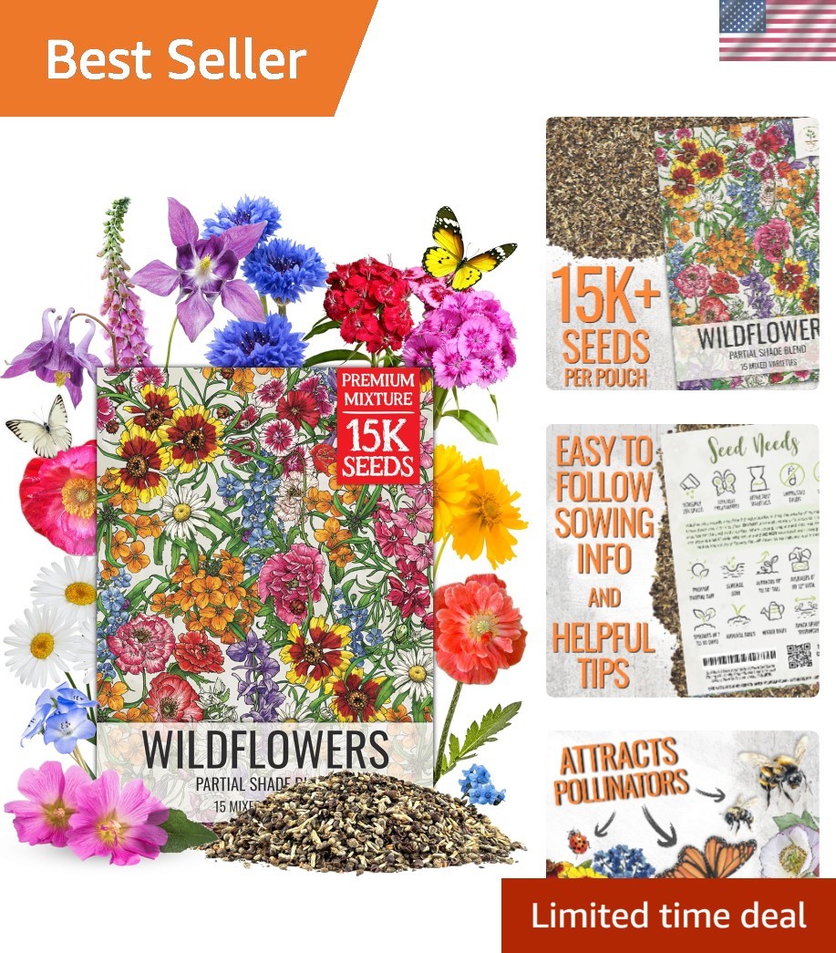 Colorful Partial Shade Wildflower Mix – 1 Ounce for Eco-Friendly Gardens