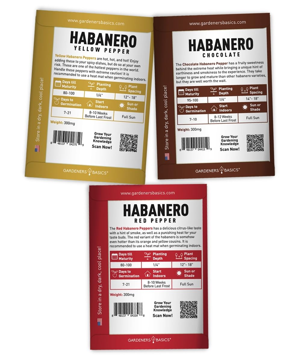 Habanero Pepper Seeds 5 Varieties Hot Orange Red Yellow Chocolate White Heirloom