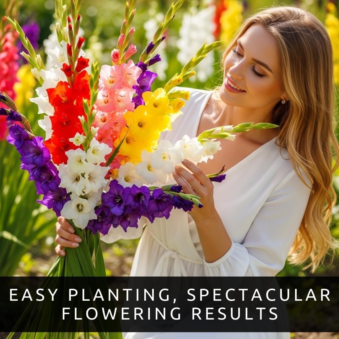 Premium Gladiolus Bulbs for Planting – Large Garden Variety (52 Bulbs)