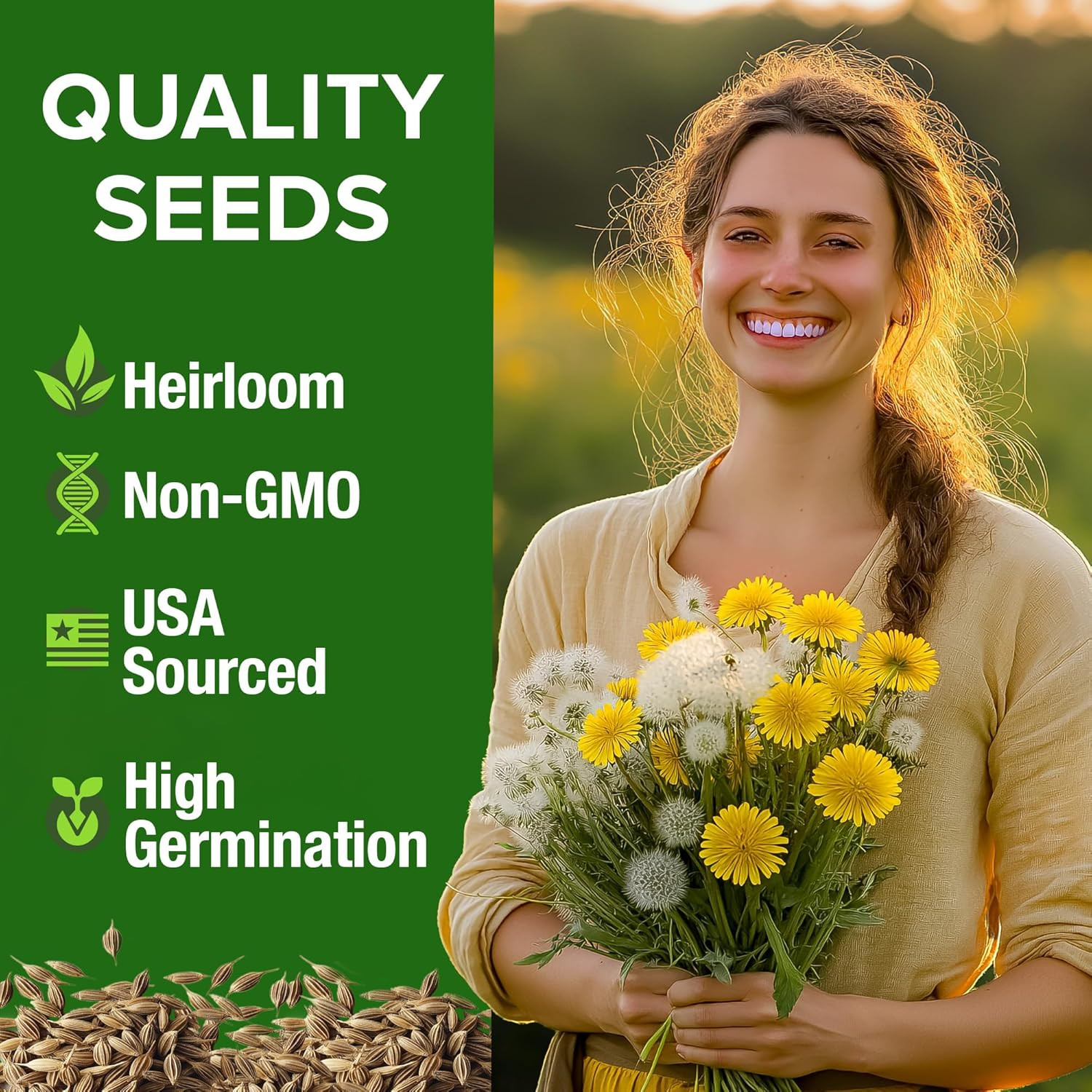 Dandelion Seeds for Planting 600 Heirloom Medicinal Herb Seeds (~0.3G) Non GMO G