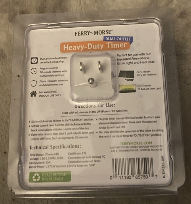 Ferry Morse Dual Outlet Heavy-Duty Timer Indoor 3 Prong.