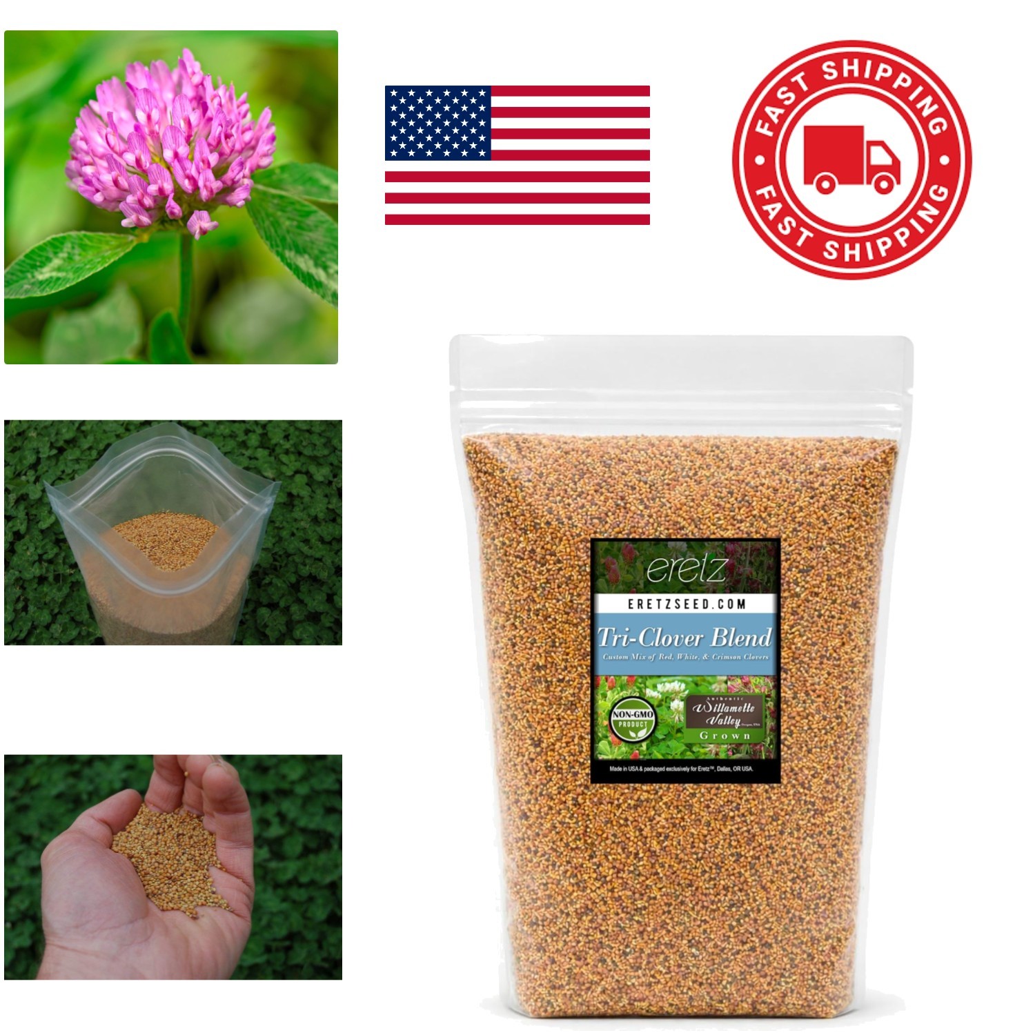 5lb Tri Clover Seed Mix for Spring Summer Fall Blooms Attracts Pollinators