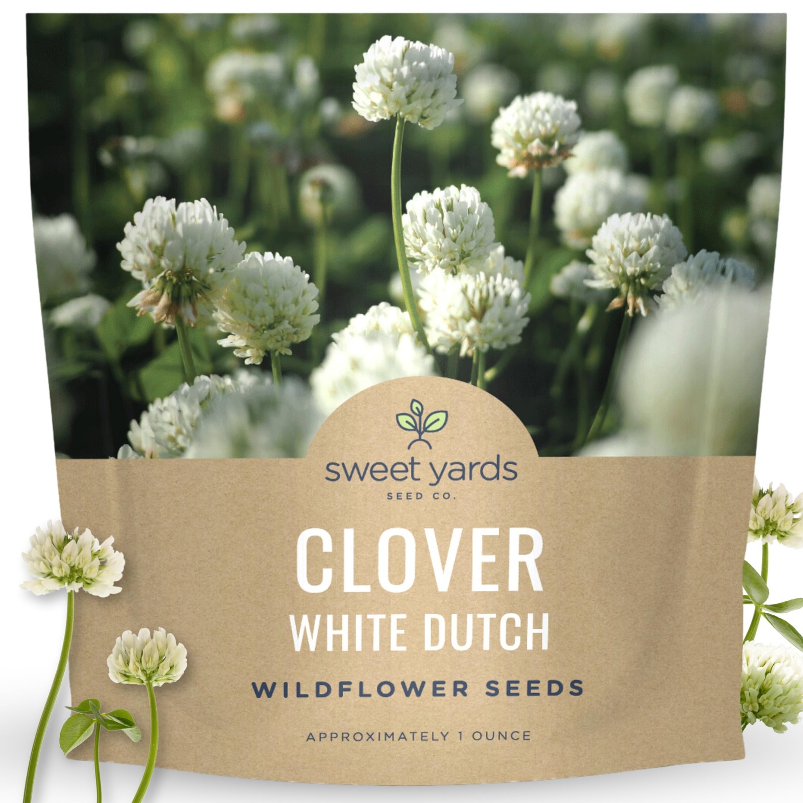 White Dutch Clover – Large 1 Ounce Packet – 1 Pouch (40,000 Seeds)