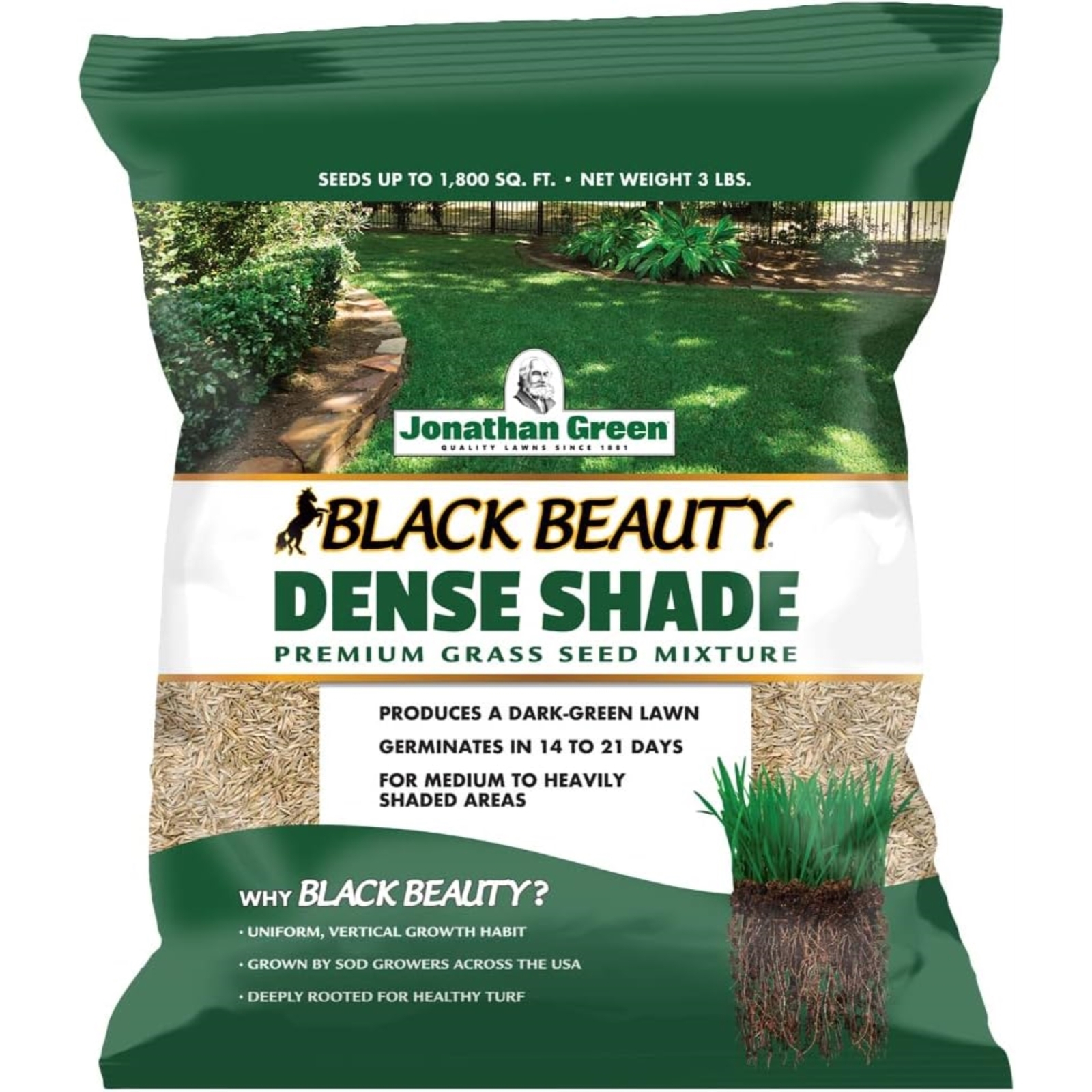Jonathan Green Black Beauty Dense Shade Grass Seed Mix, 3lb