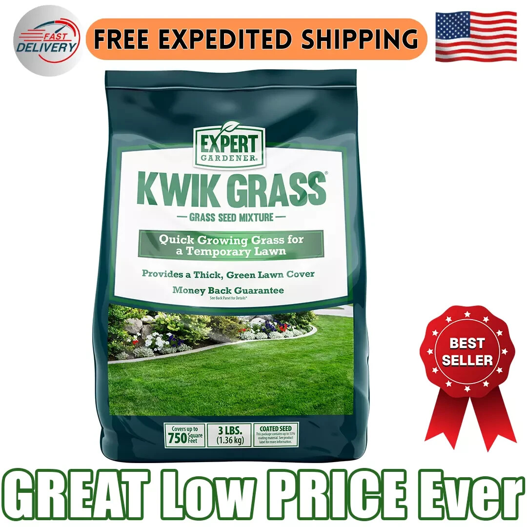 “Expert Gardener Kwik Grass Seed Mix, for Sun to Partial Shade, 3 lb. “