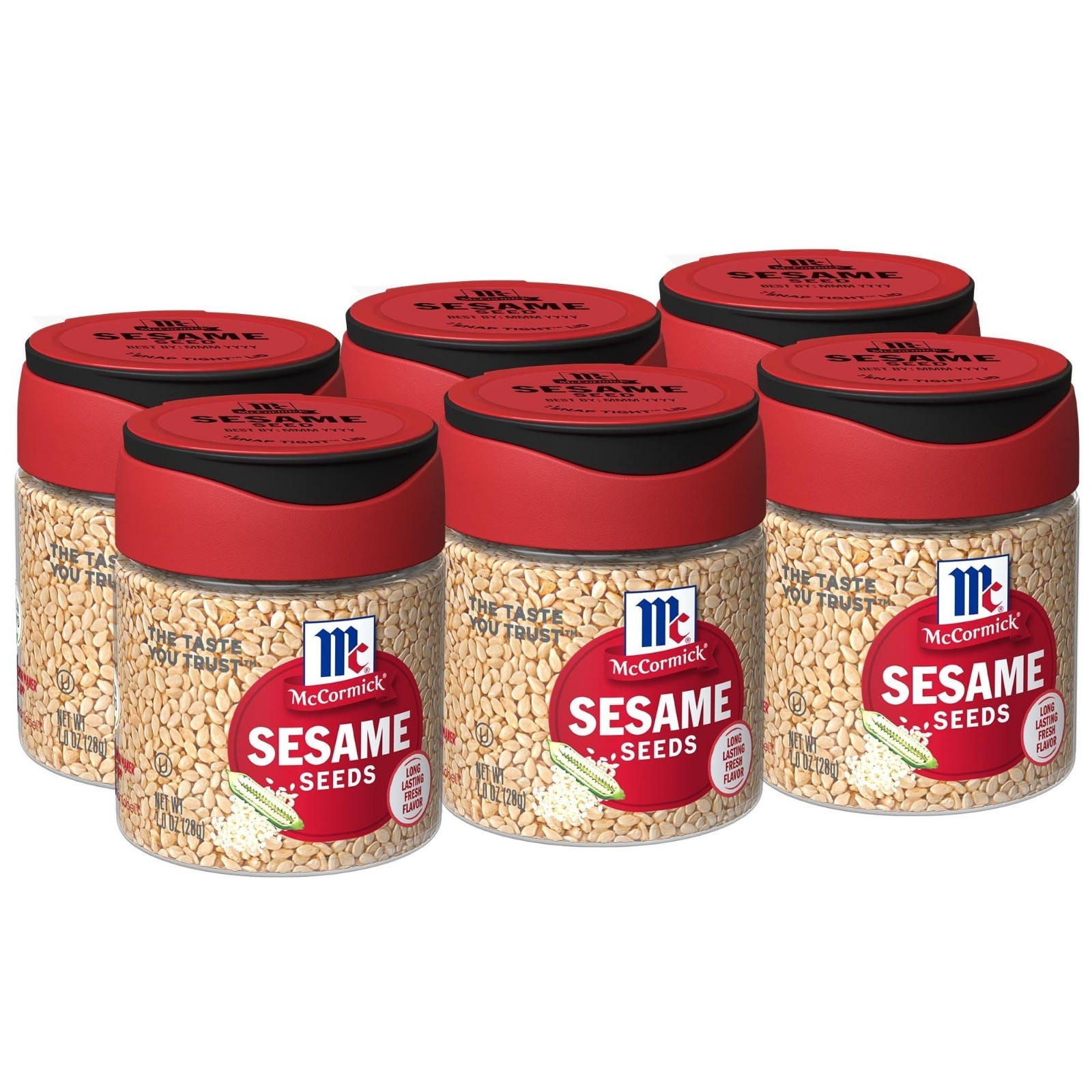 Sesame Seeds 1 oz – Pack of 6, Natural Flavor Enhancer, Cooking & Baking Essenti