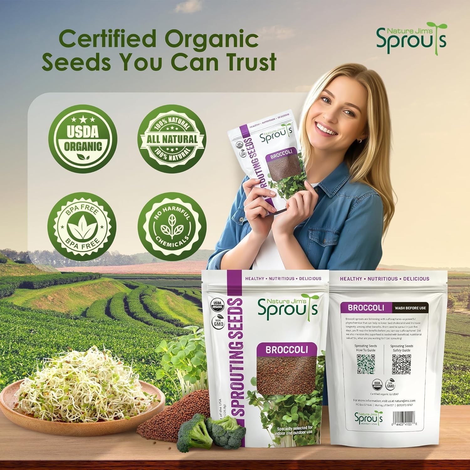 Nutrient-Rich Organic Broccoli Seeds – Certified Non-GMO for Indoor/Outdoor Use