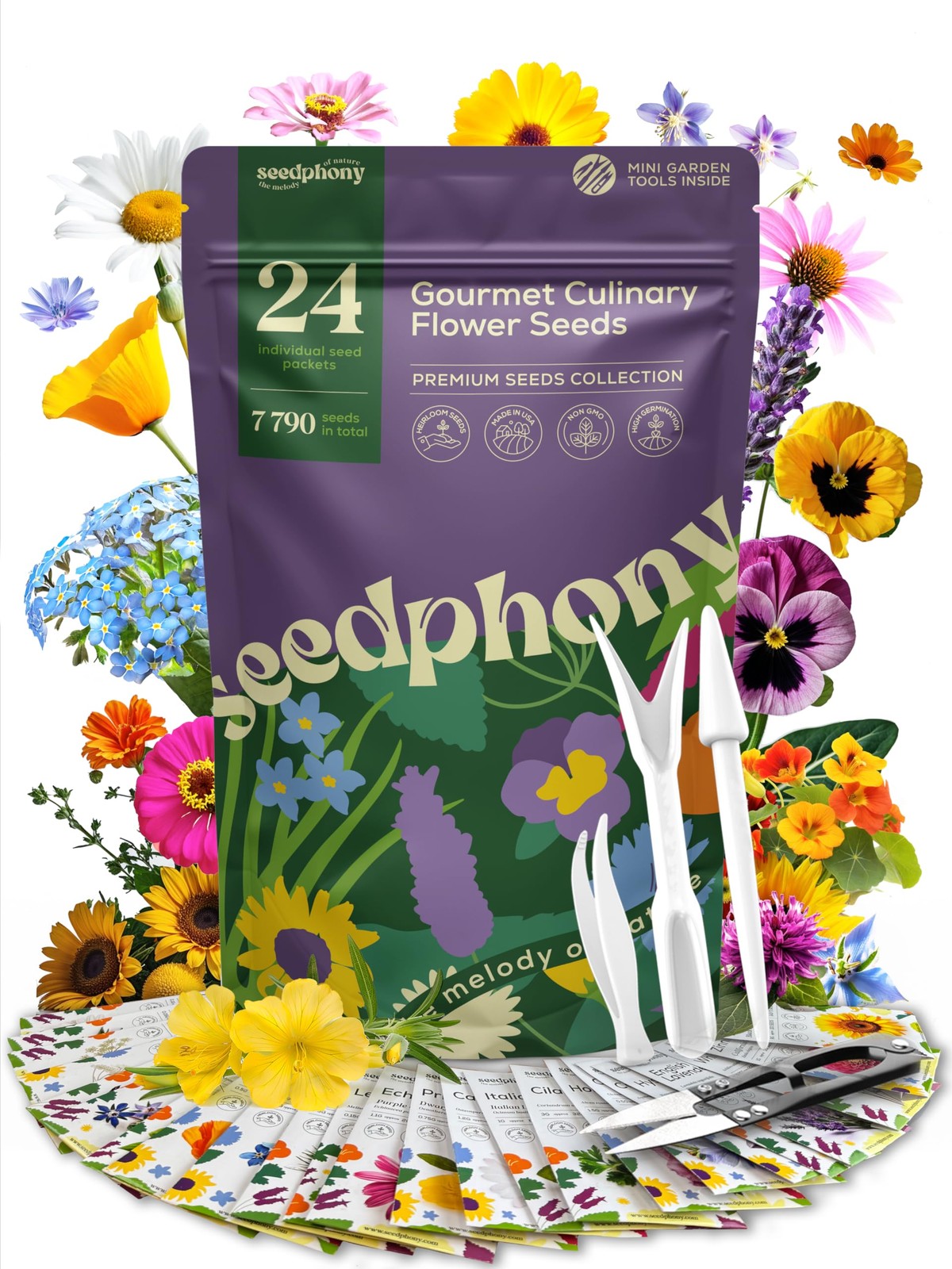 Seedphony 24 Green, Violet, Purple, Pink, Orange, Blue, Yellow, White