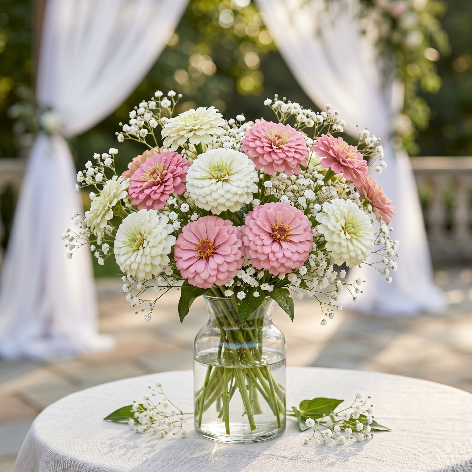 Zinnia BLUSHING BRIDE Mix Cut Flowers Pollinators Weddings! Non-GMO 200 Seeds!