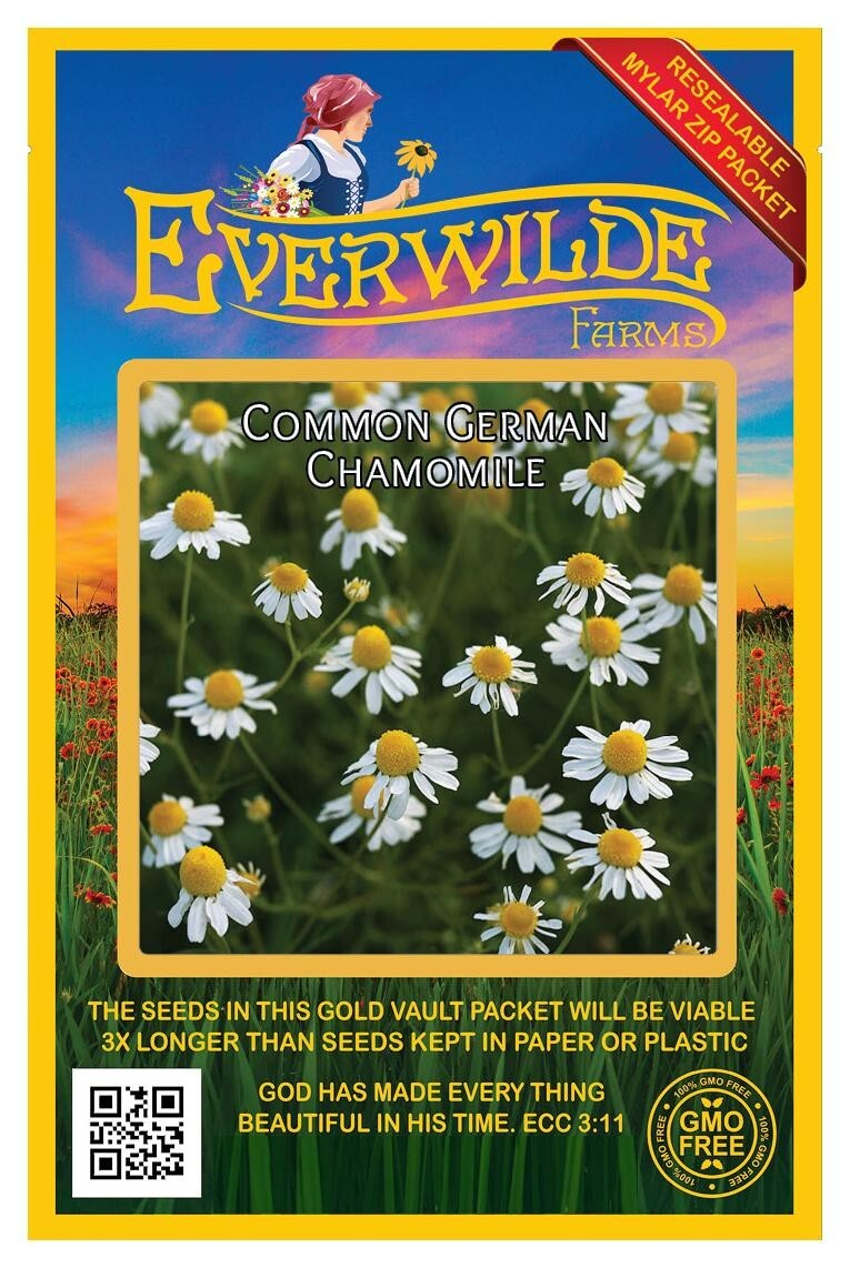 1000 Common German Chamomile Herb Seeds – Everwilde Farms Mylar Seed Packet