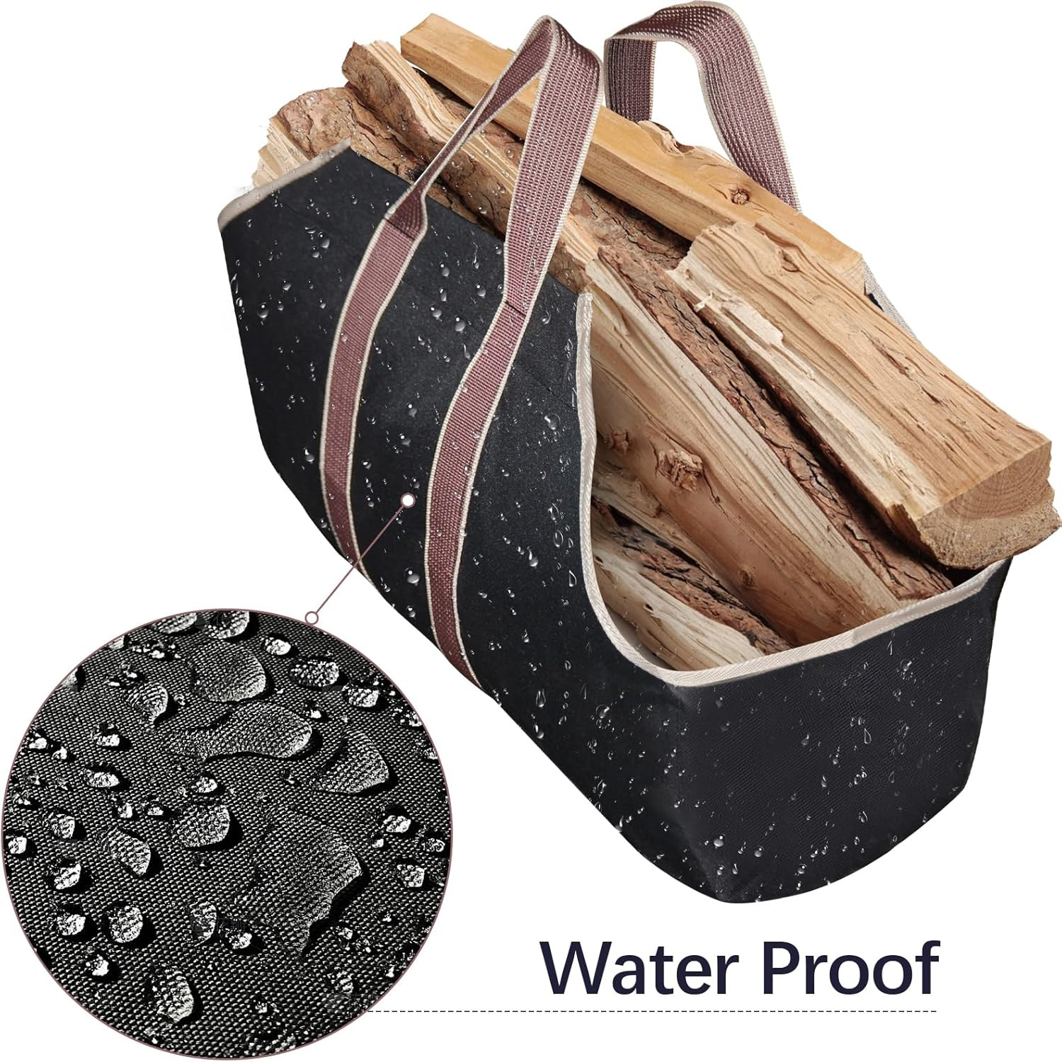 Large Canvas Log Tote Bag Firewood Carrier Heavy Duty Fireplace Log Holder Fire