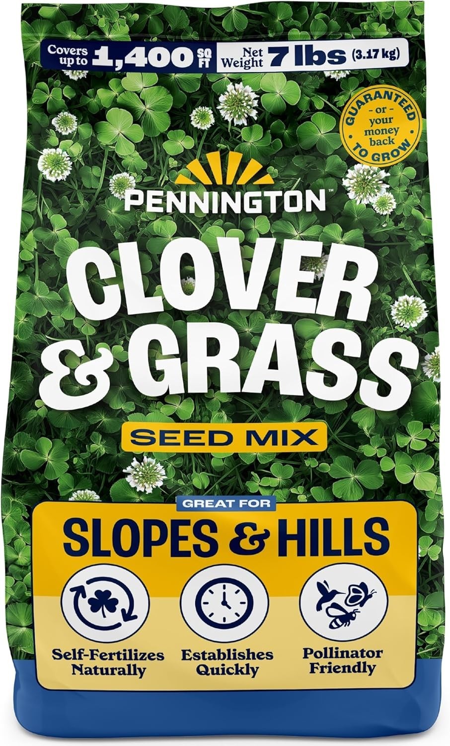 Clover & Grass Mix 7 Pounds Self-Fertilizing Pollinator-Friendly Lawn Seed