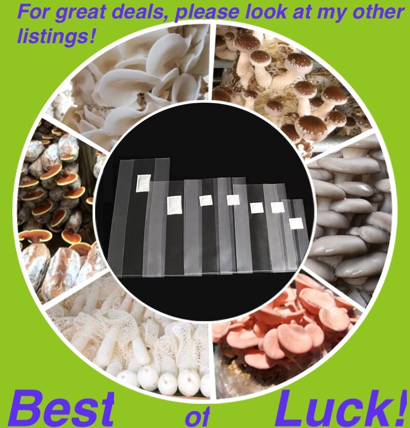 Mushroom Grow Bags Grain Substrate Mycelium Seeds W4″ x D3.5” x L13” Sealable