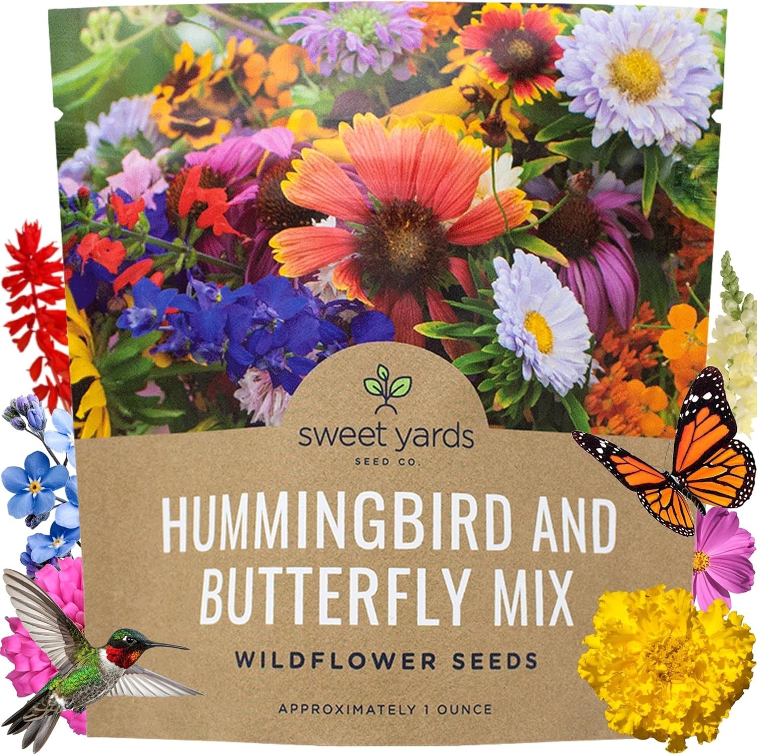 Gardening Delight: 1 oz Wildflower Mix to Attract Butterflies & Hummingbirds