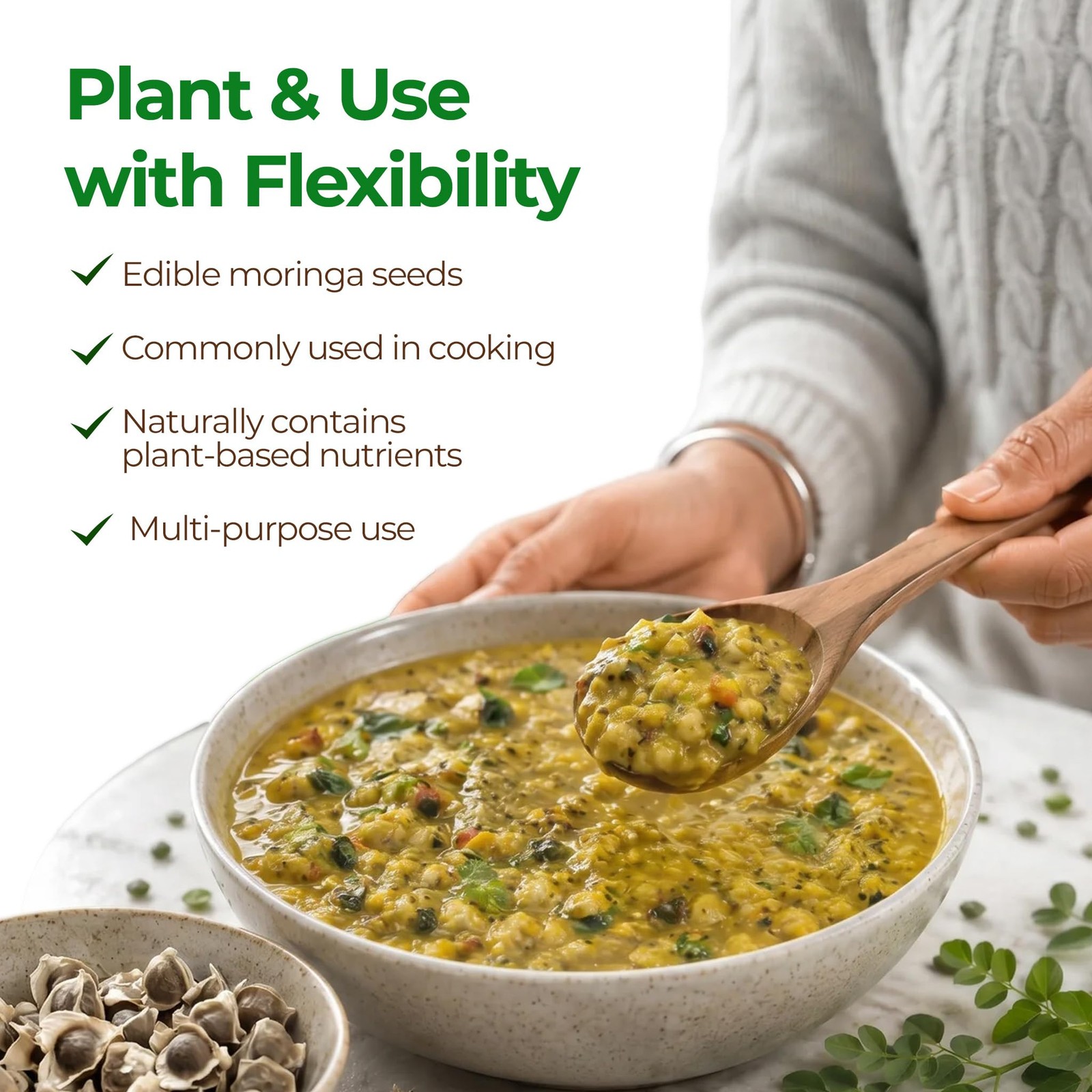 Grenera Moringa Seeds PKM 1 Variety | Edible Pack of 1 (100 Count)