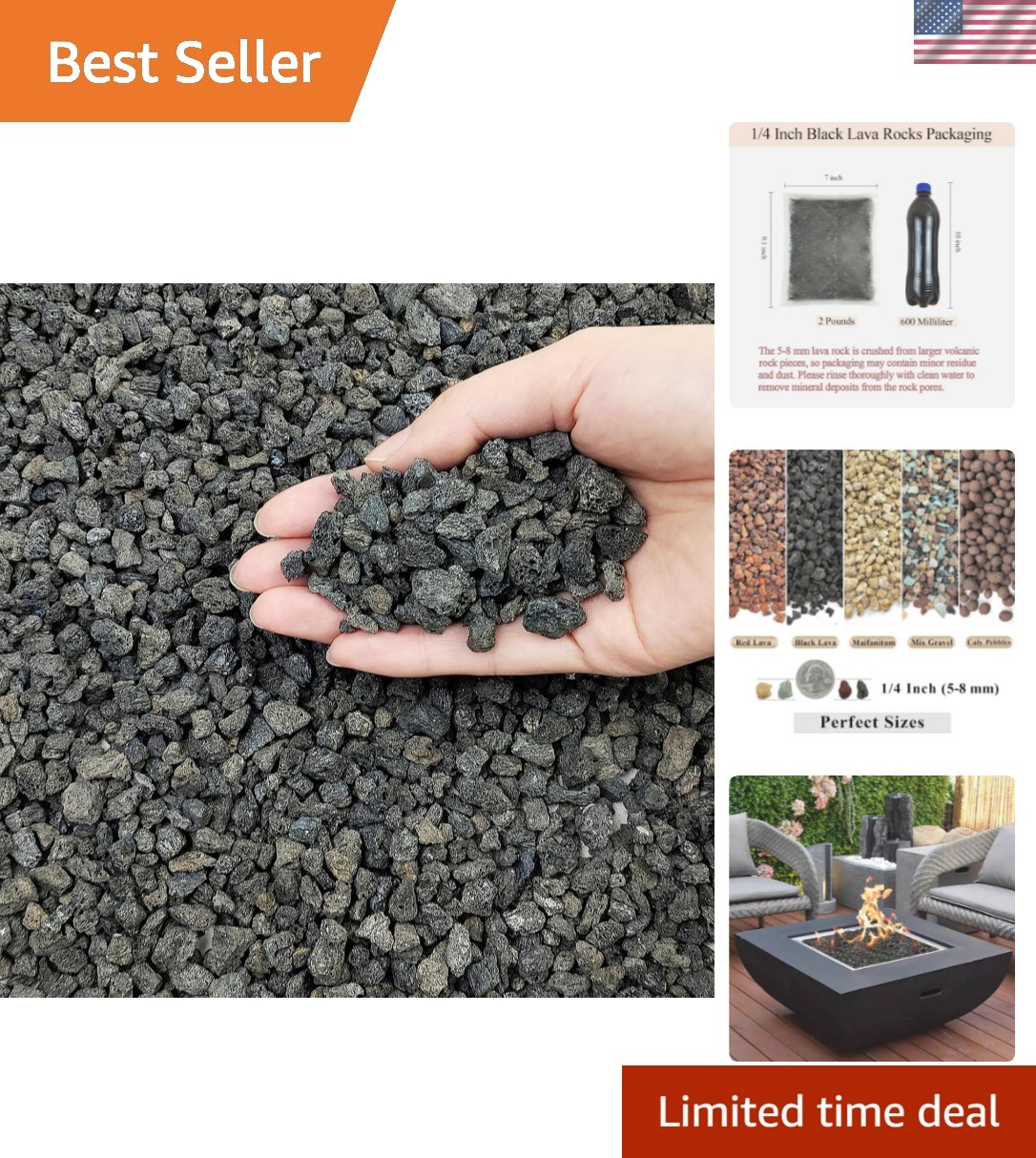 2 lbs Black Lava Rocks, Crushed Volcanic Pumice for Plants & Aquariums