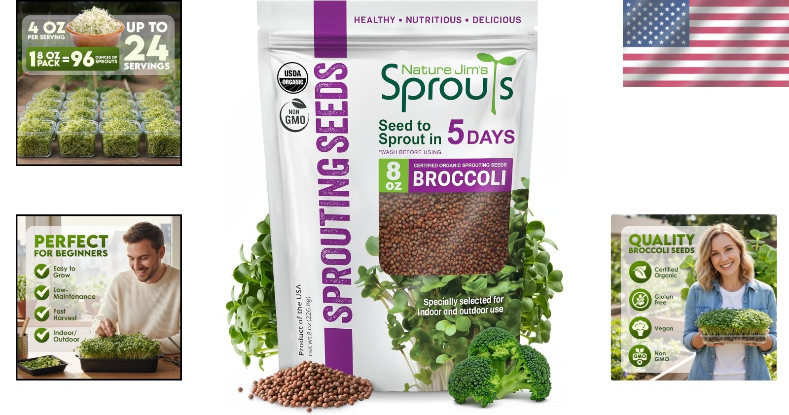 Nutrient-Rich Organic Broccoli Seeds – Certified Non-GMO for Indoor/Outdoor Use