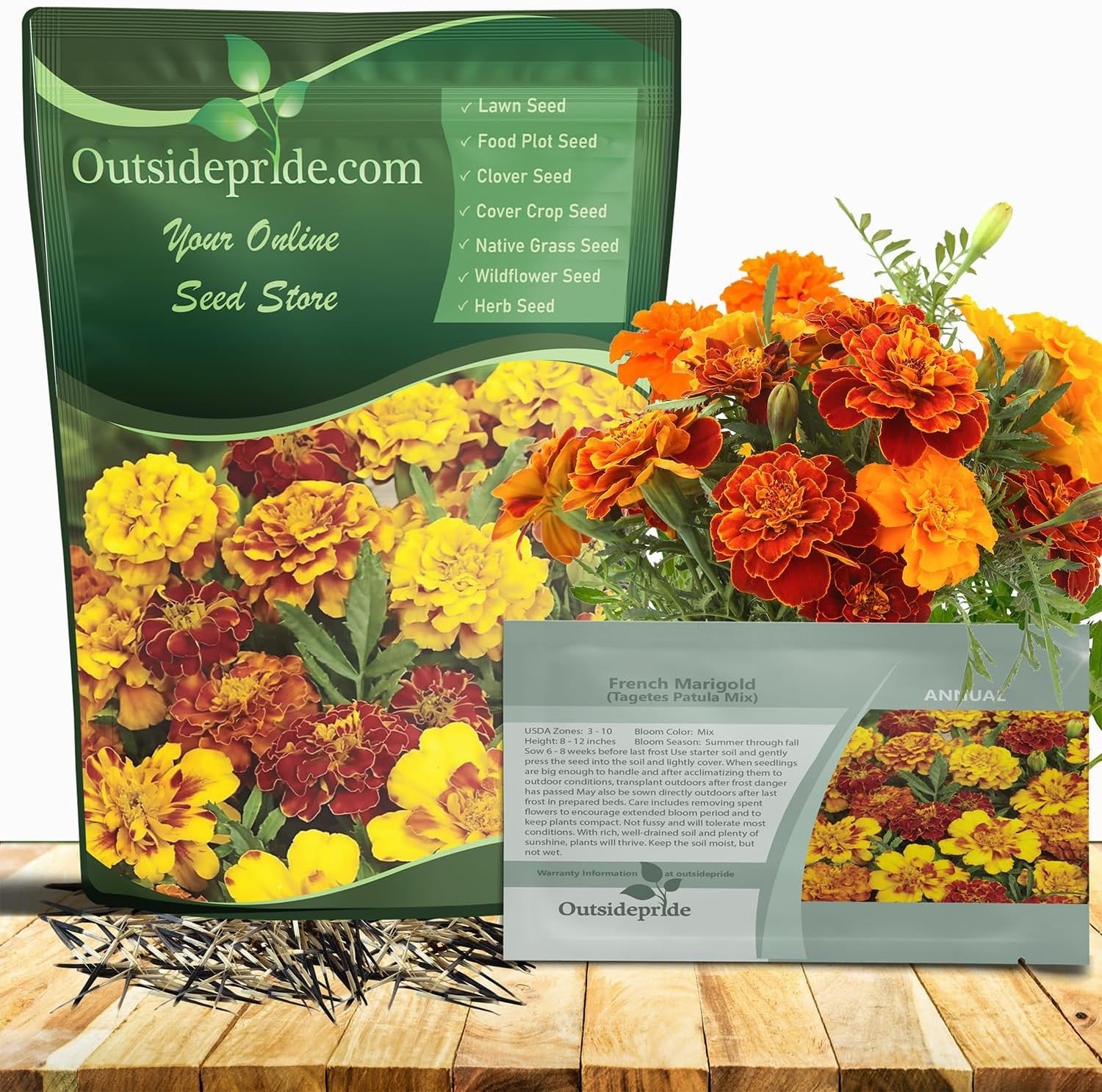 French Marigold Seeds Mix – 1000 Pcs Annual, Compact, Heat & Drought Tolerant…