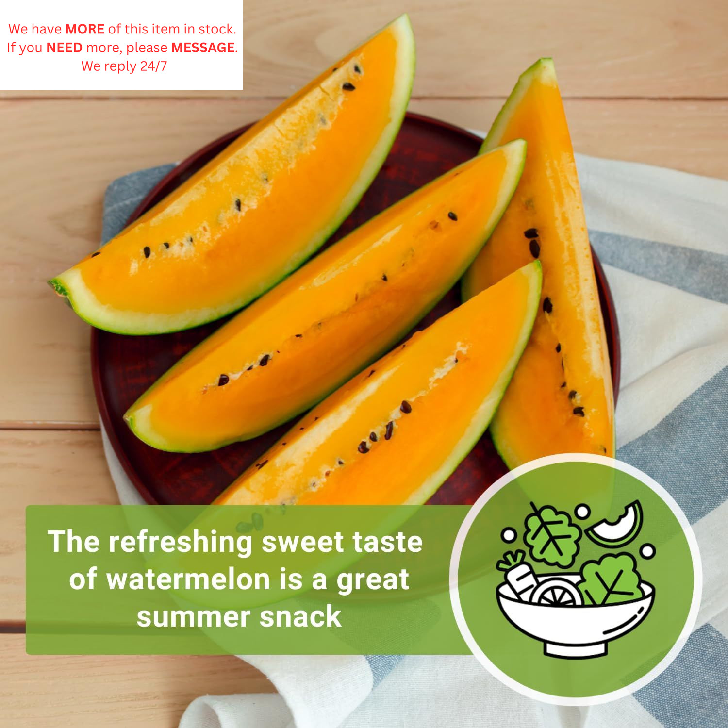 Sow Right Seeds – Tendersweet Watermelon for Planting – Non-GMO orange