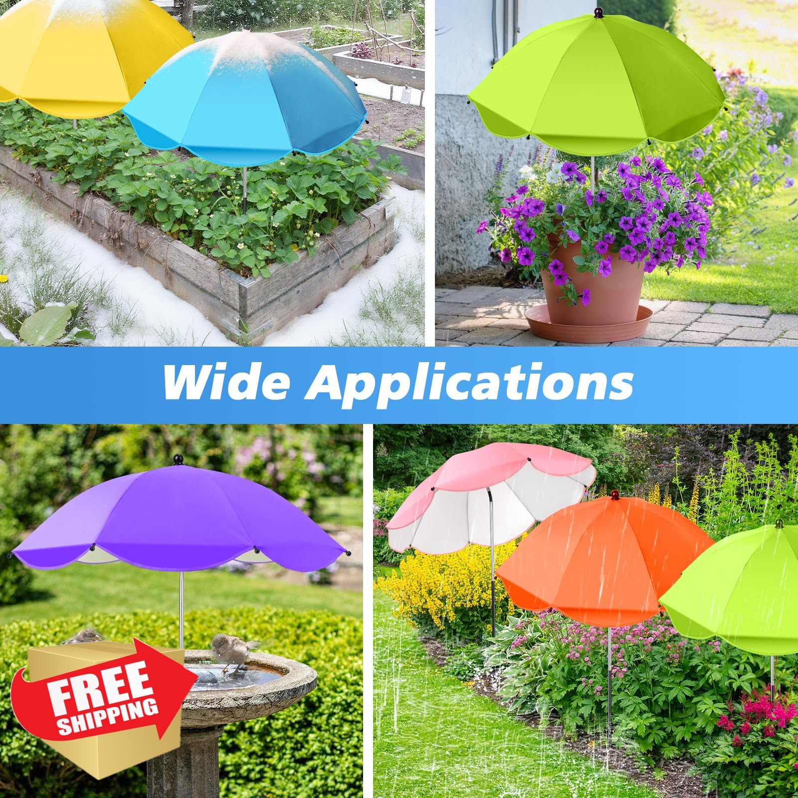Twintaogo 6 Pcs Plant Umbrellas Yellow Blue Pink Green Purple Orange