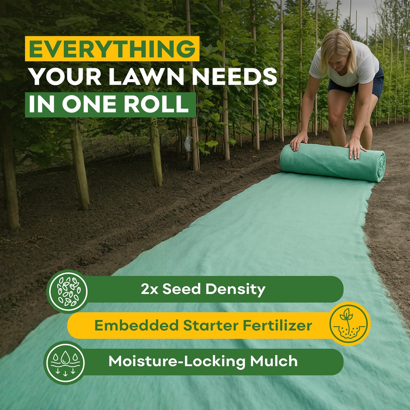 ReadyRoll Biodegradable Kentucky Grass Seed Mat for Southern Lawn 108 ft. 3in…