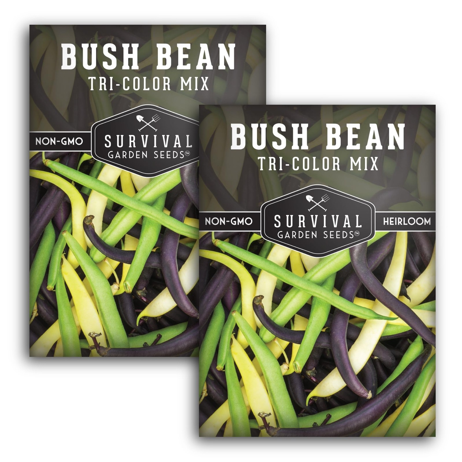 Heirloom Bush Bean Seeds Mix – Green, Yellow Wax, Purple – Non-GMO, High Yield
