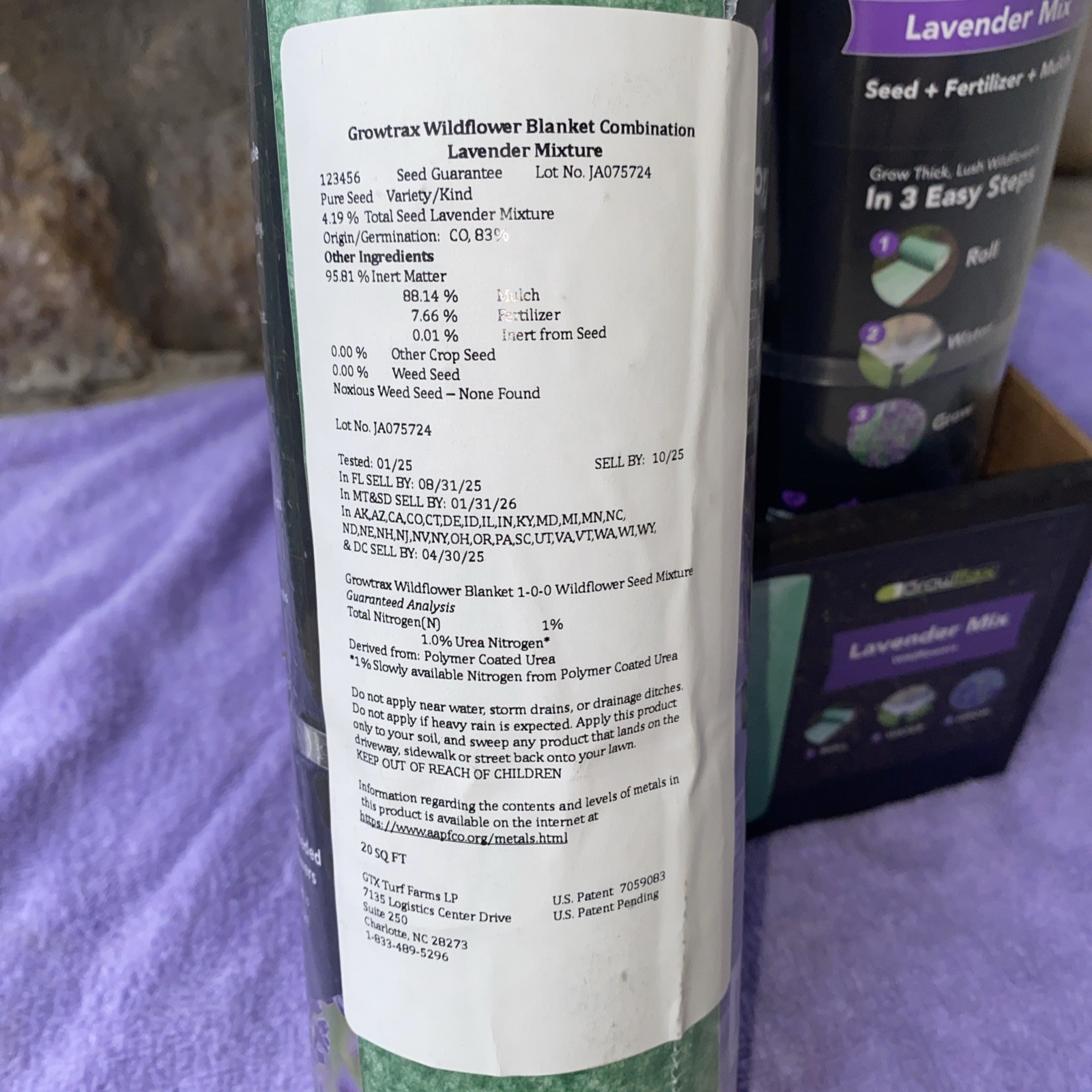 20 sq. ft. 3-in-1 Seeded Wildflower Blanket – Lavender Mix (2 Rolls)