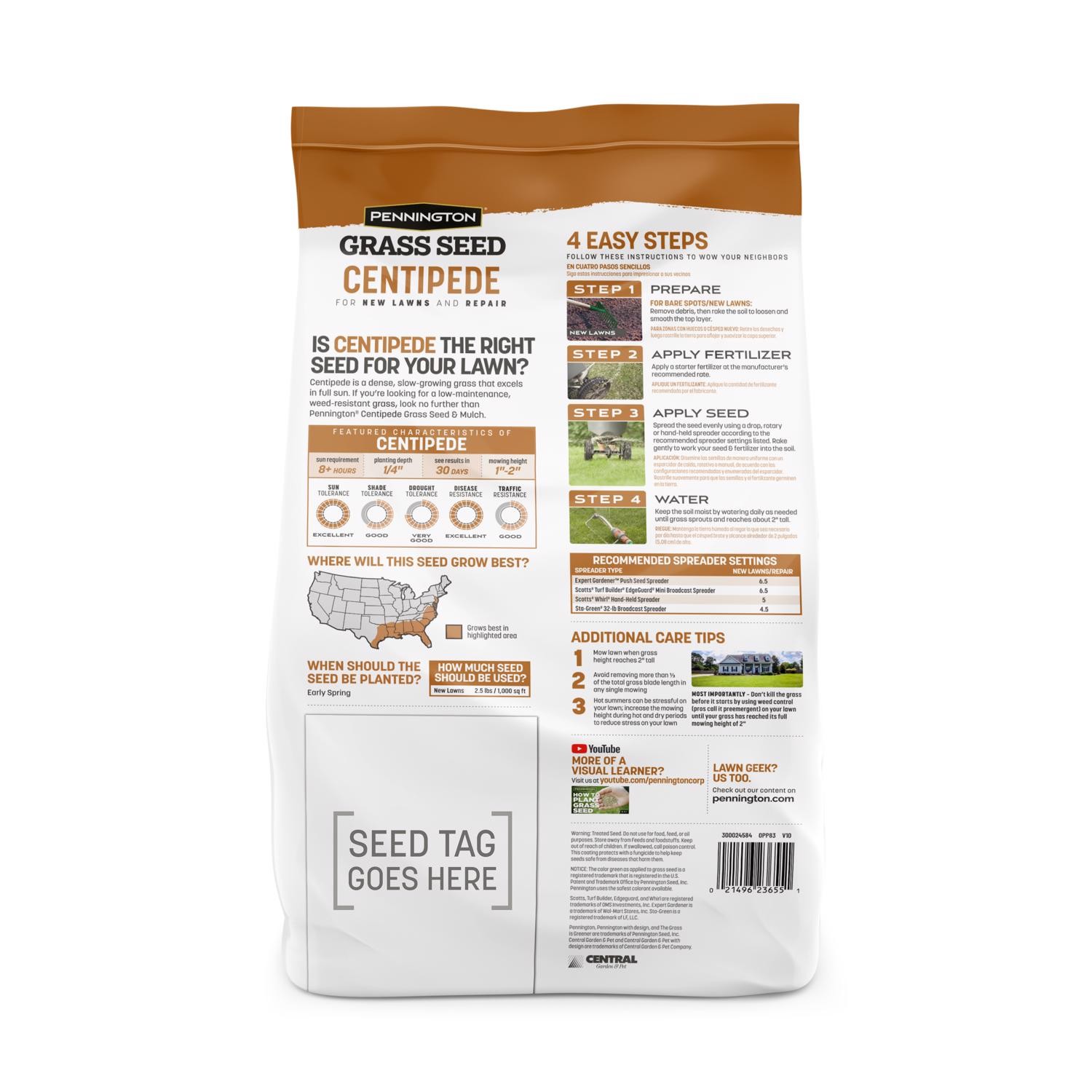 Pennington Seed 100532365 Centipede Combination Grass Seed with Mulch 5 lbs.