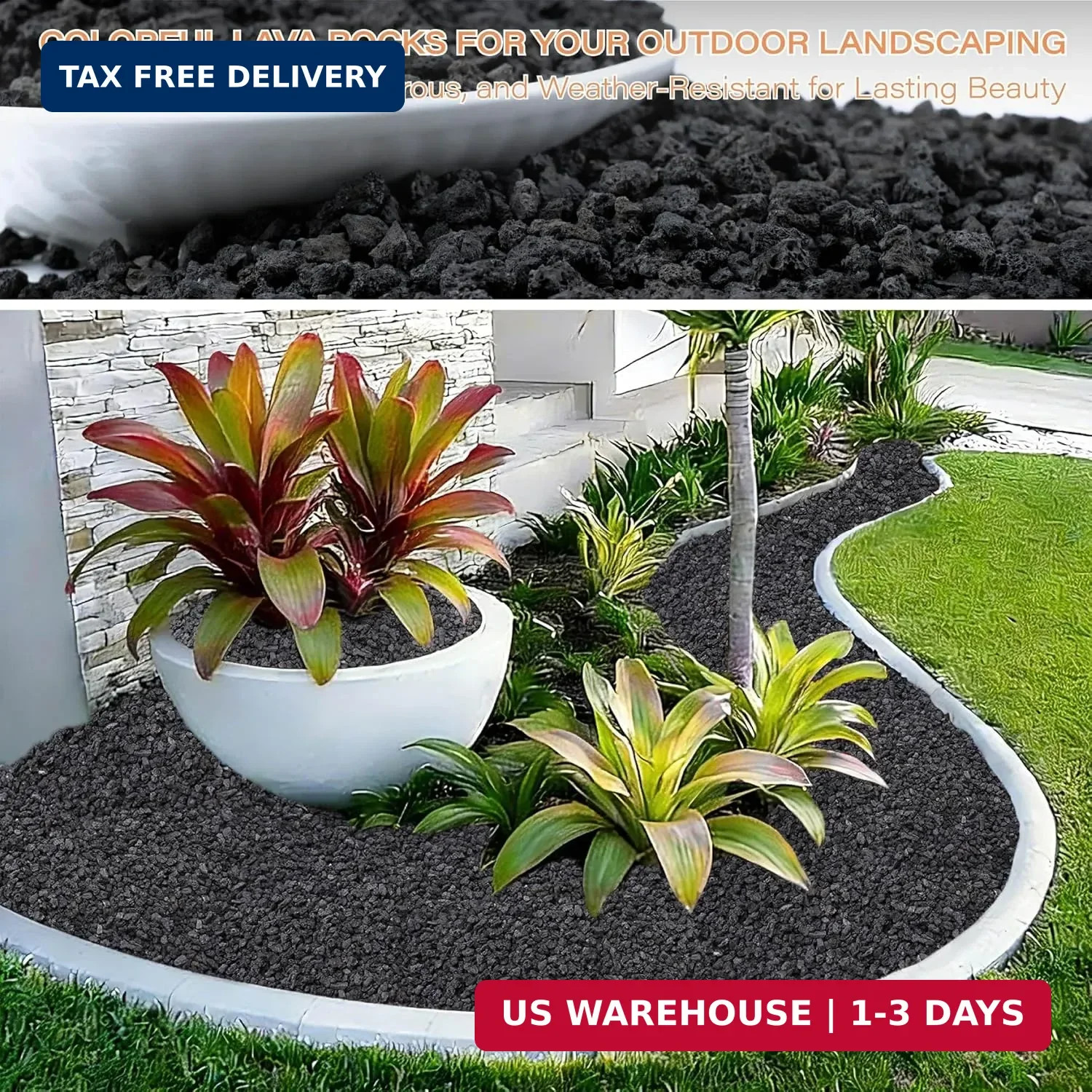 NUPICK 3lb Black Lava Rocks for Plants, 3/8″ Succulent Potting Soil Amendments,