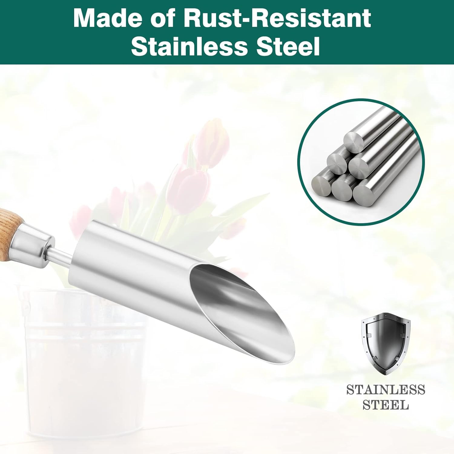 Bulb Planter Tool, 12″ Garden Bulb Transplanter Tool, Stainless Steel Manual Hol