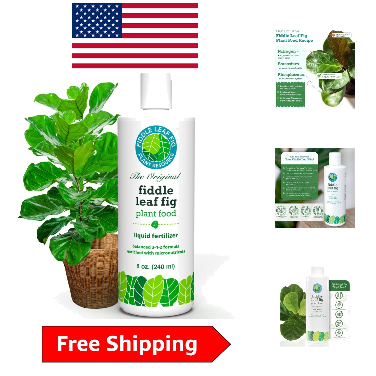 Ultimate 3-1-2 NPK Liquid Fertilizer for Ficus Lyrata – 8 Oz of Nutrient Boost