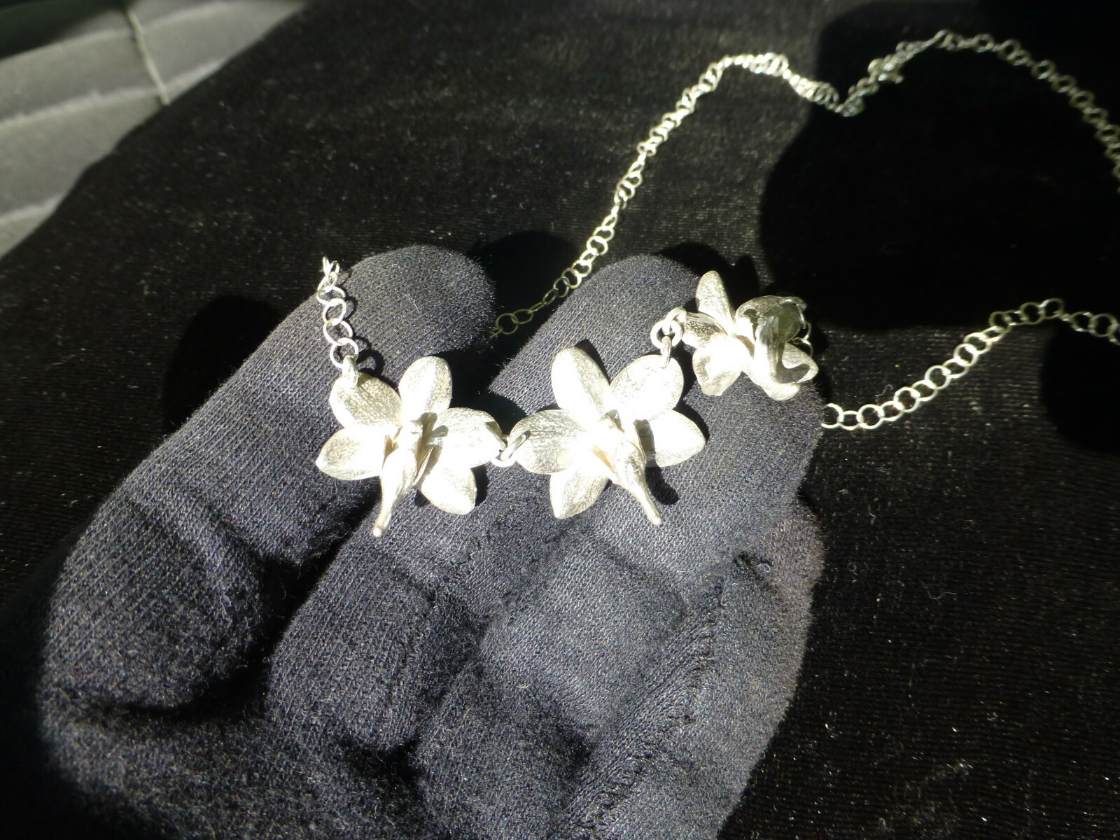 Phalaenopsis Phal Moth Orchid Flowers 925 Sterling Silver Necklace & Chain 18″