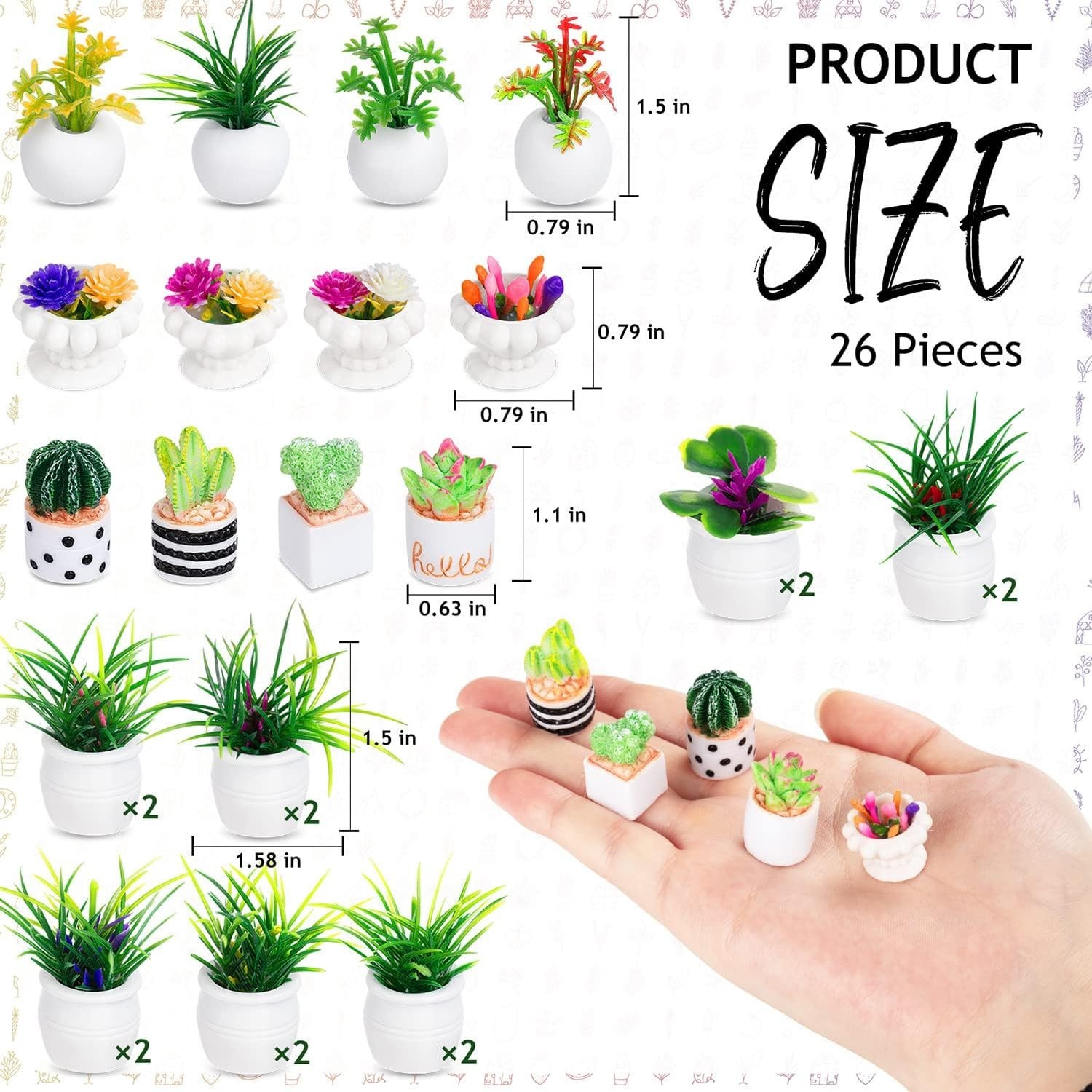 Resilient 26-Pc Miniature Plant Set for Dollhouse Décor – Perfect Gift Idea
