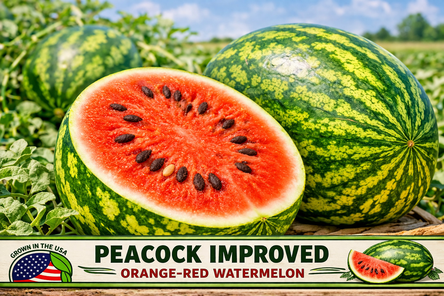 10 Peacock Improved Watermelon Seeds – Heirloom / Open Pollinated/Non GMO-USA