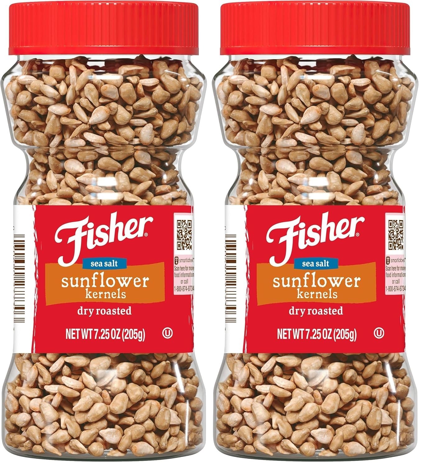 Fisher Dry Roasted Sunflower Seeds 7.25 oz Pack of 2 Gluten-Free Snacks