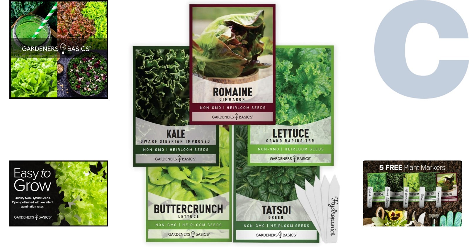 5 Variety Hydroponic Seed Pack: GMO-Free Indoor/Outdoor Greens for Family Gar…