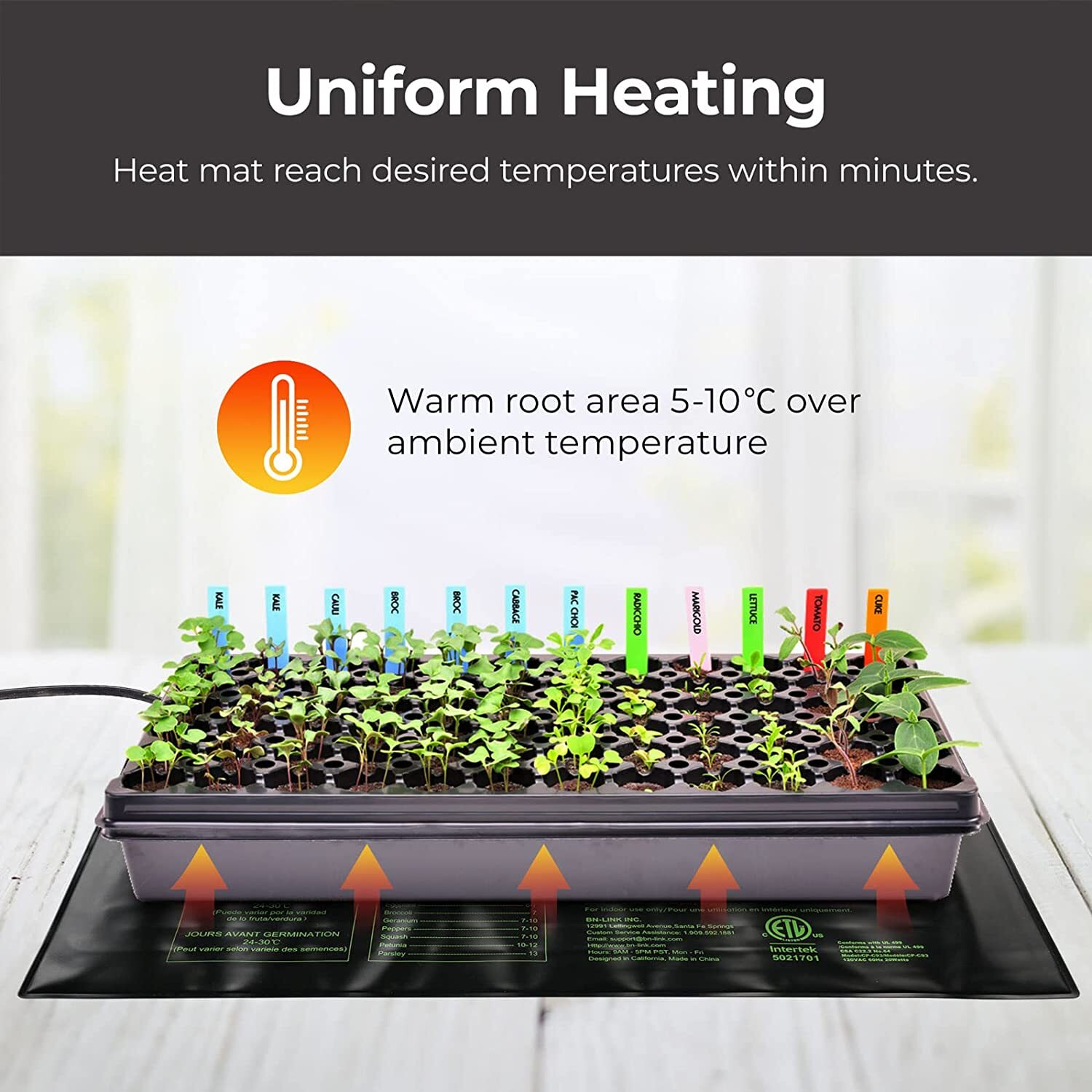 BN-LINK Seedling Heat Mat Warm Hydroponic Heating Pad Waterproof 10″ x 20.75″