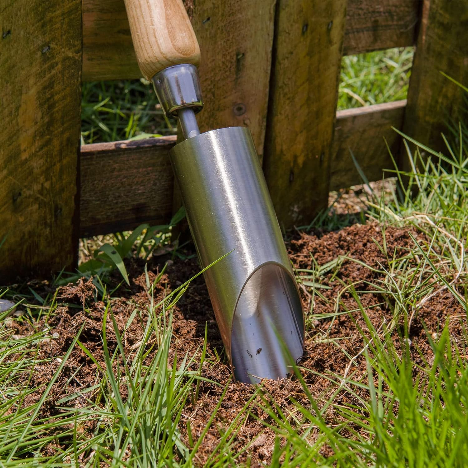 Bulb Planter Tool, 12″ Garden Bulb Transplanter Tool, Stainless Steel Manual Hol