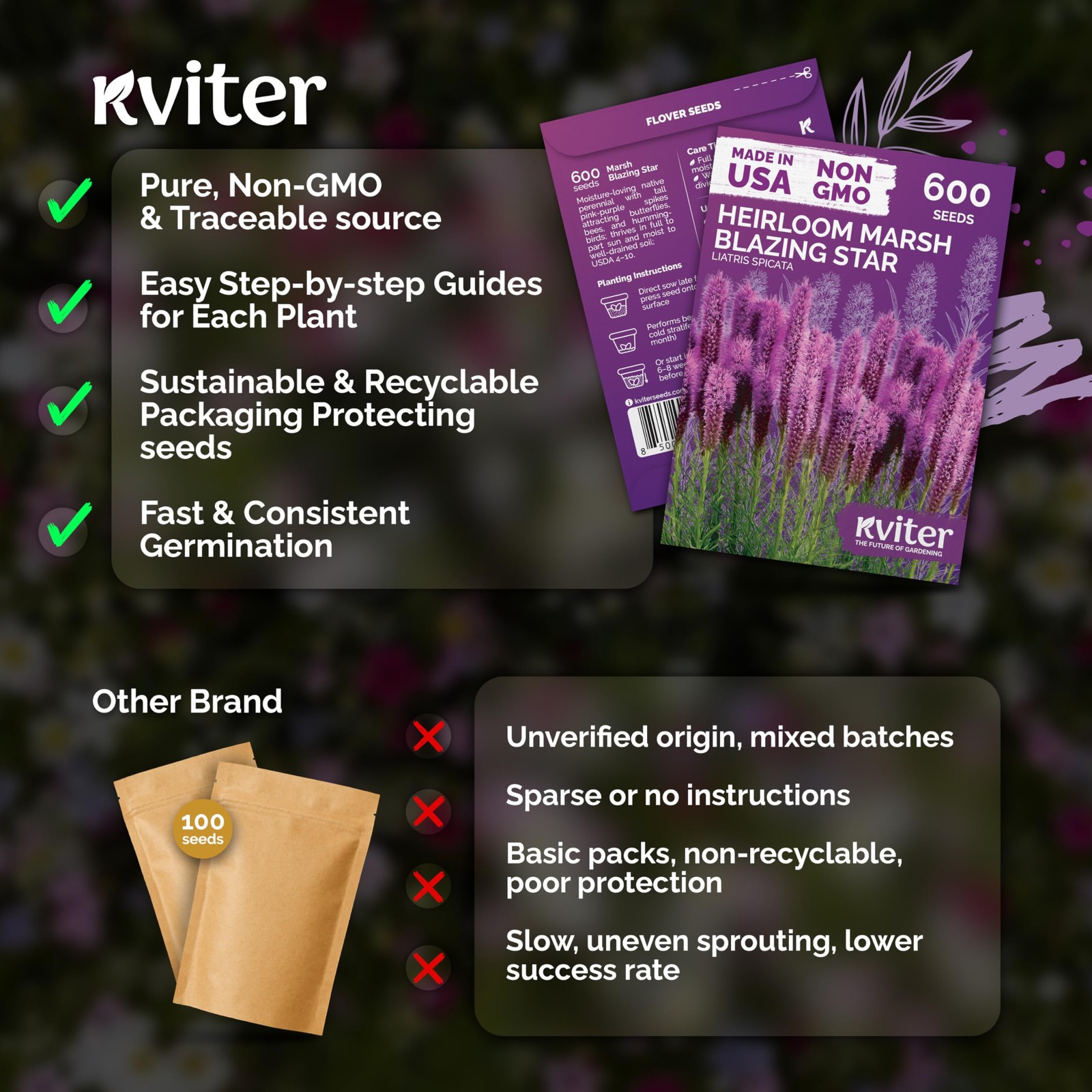 KVITER 600 Marsh Blazing Star Seeds For Planting (Liatris Spicata)
