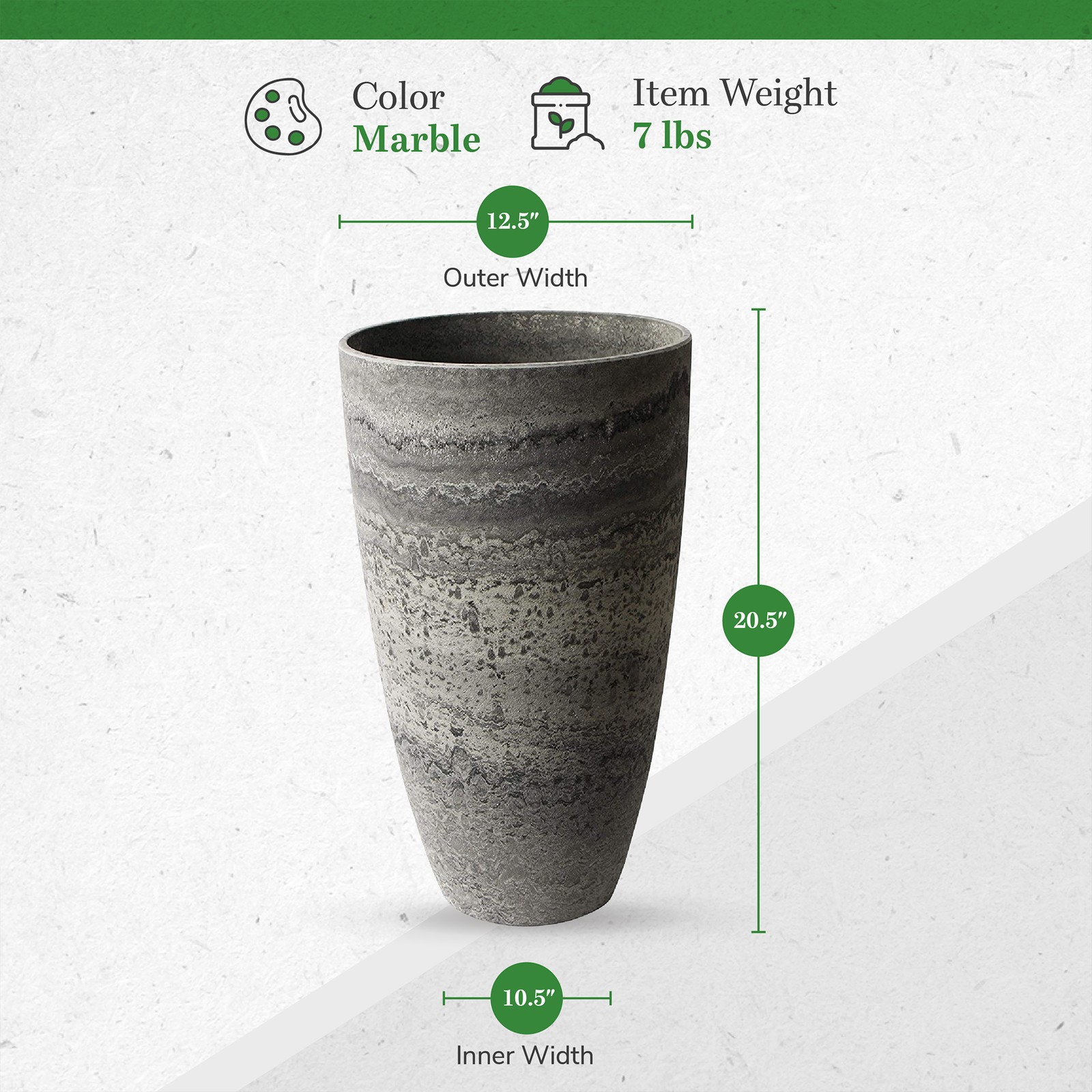 Algreen Acerra Curved Yard & Patio Vase Garden Planter 11.5″ x 20″ (Open Box)