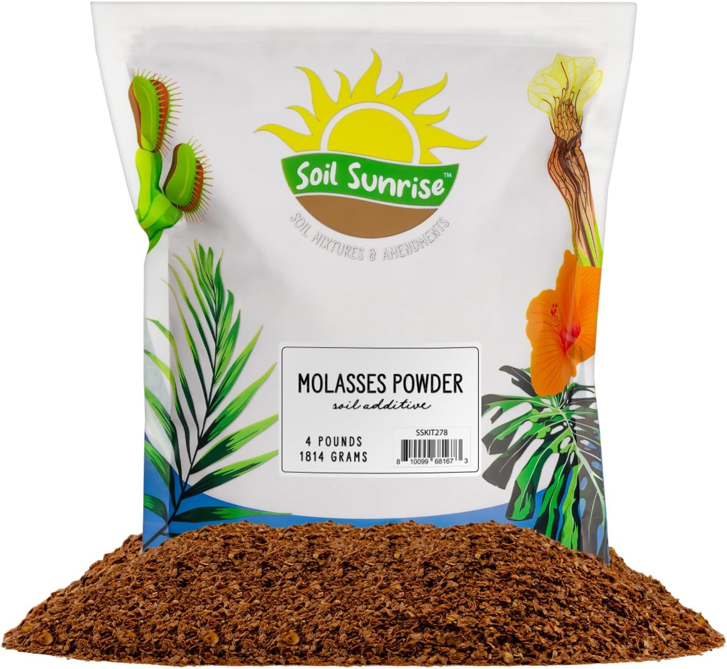 Dry Horticultural Molasses Powder (4 Pounds), Indoor/Outdoor 4 Pounds