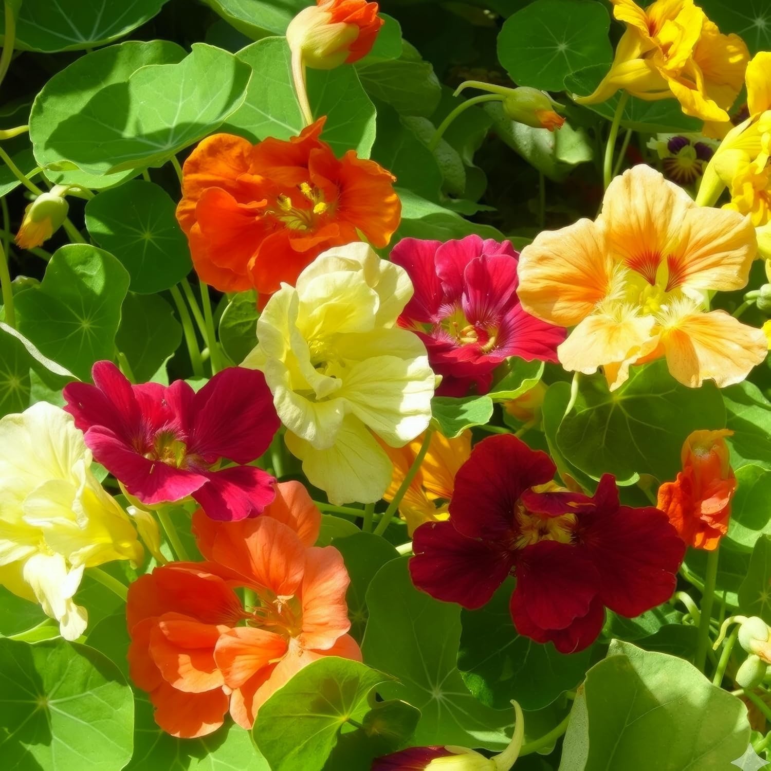Multicolored Nasturtium Seeds, 350+ Heirloom, Full Sun, Summer Bloom