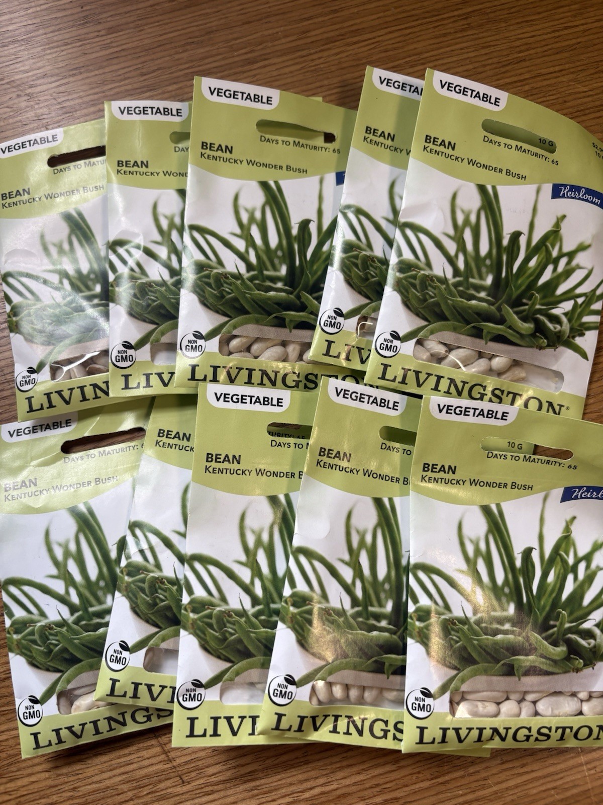 10 PACKS OF 10G Livingston Seed Company Kentucky Wonder Bush Bean Non-GMO Seeds