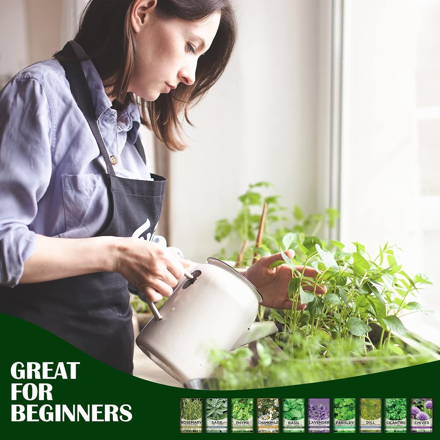 Meekear 10 Kit Non-GMO Growing into Thyme, Lavender, Chamomile, Dill, Chives, Ci
